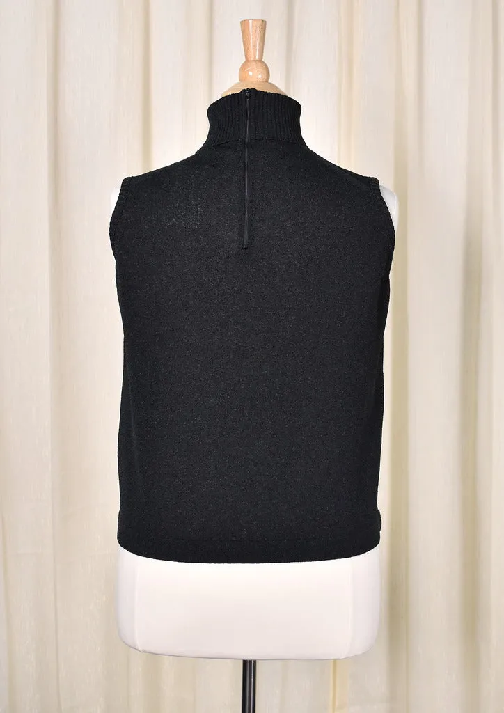 1960s Vintage Blk Sleeveless Turtleneck