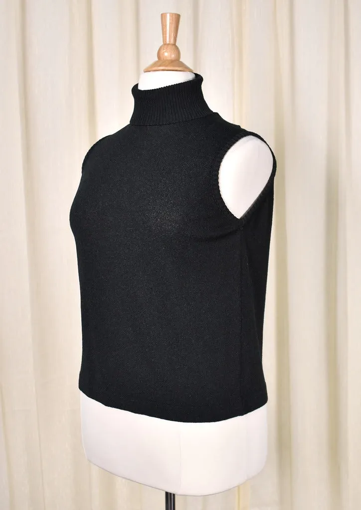1960s Vintage Blk Sleeveless Turtleneck
