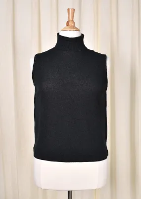 1960s Vintage Blk Sleeveless Turtleneck