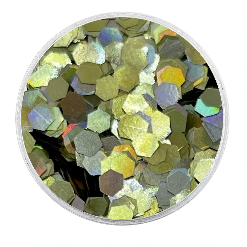 Biodegradable Holographic Champagne Glitter - Chunky Hexagons Glitter