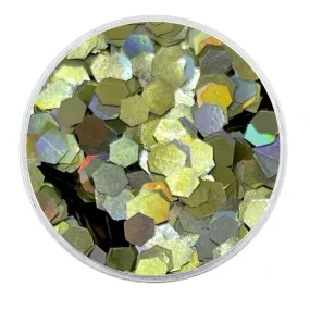 Biodegradable Holographic Champagne Glitter - Chunky Hexagons Glitter