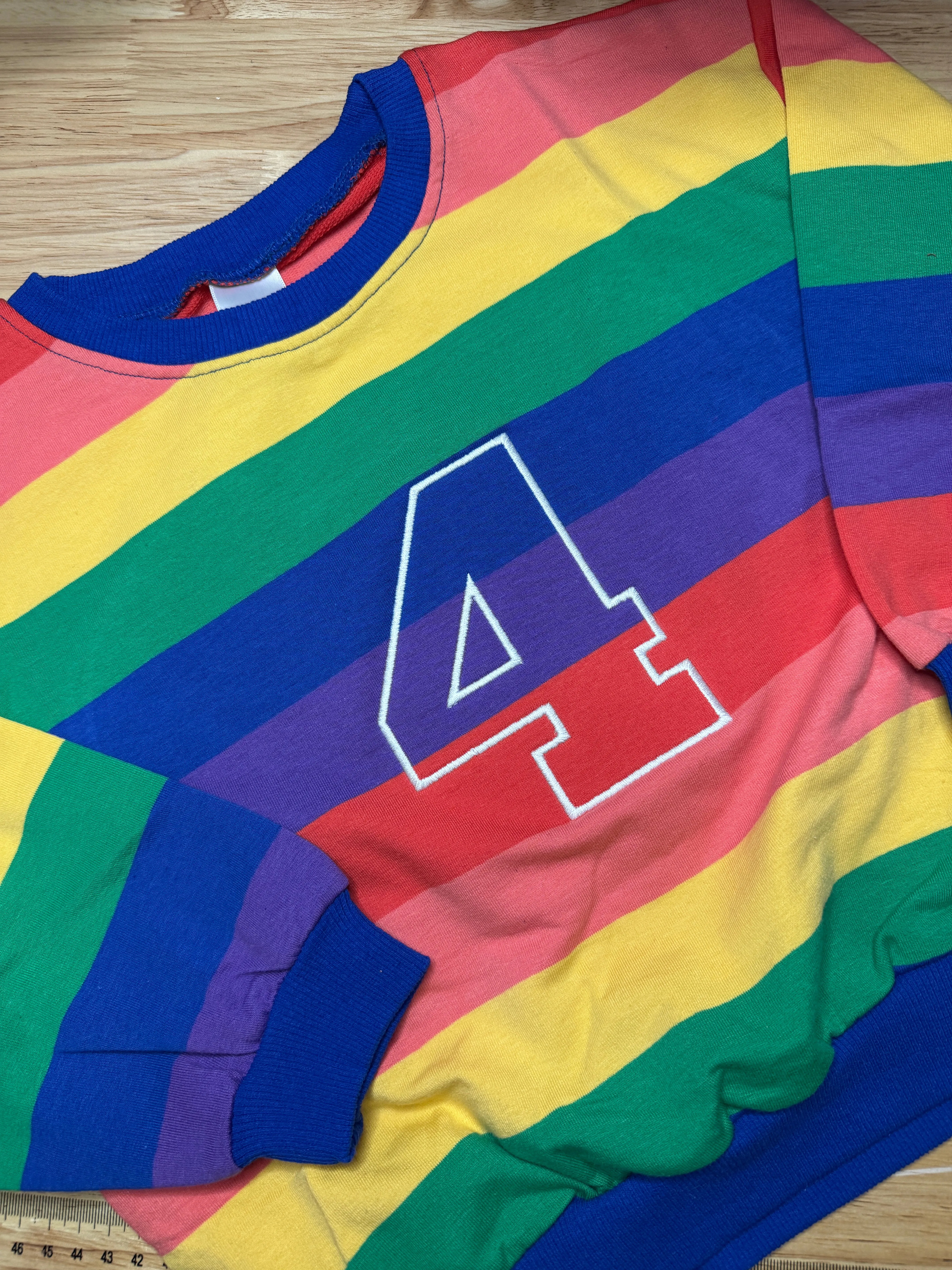 Bright Embroidered Birthday number Rainbow Kids Jumper