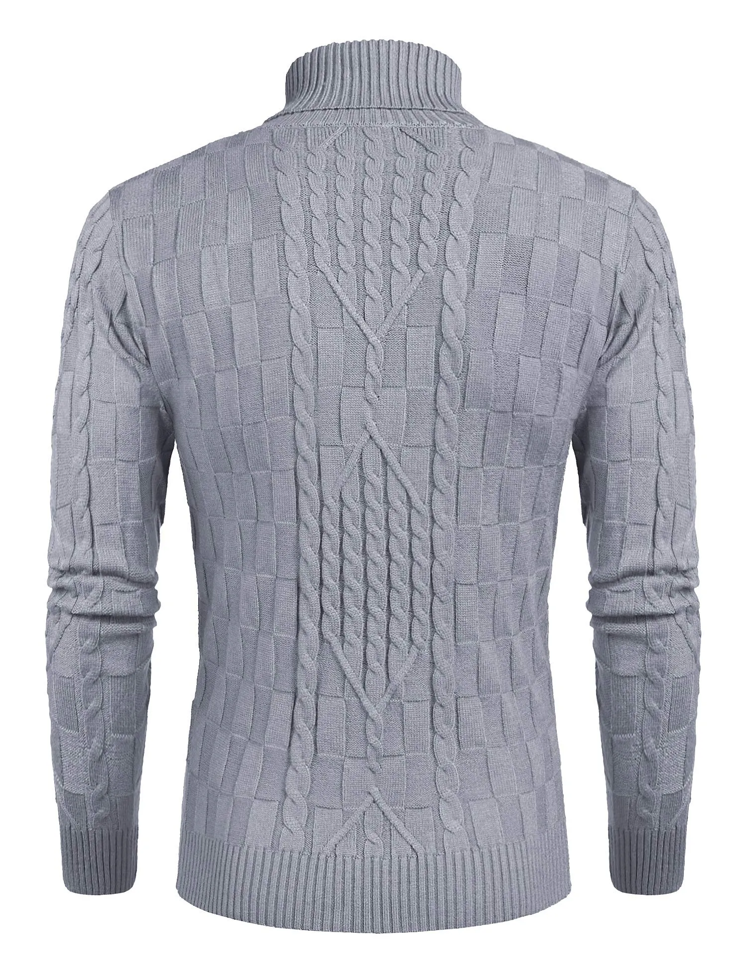 COOFANDY Men's Slim Fit Turtleneck Sweater Casual Cable Knit Pullover Sweaters