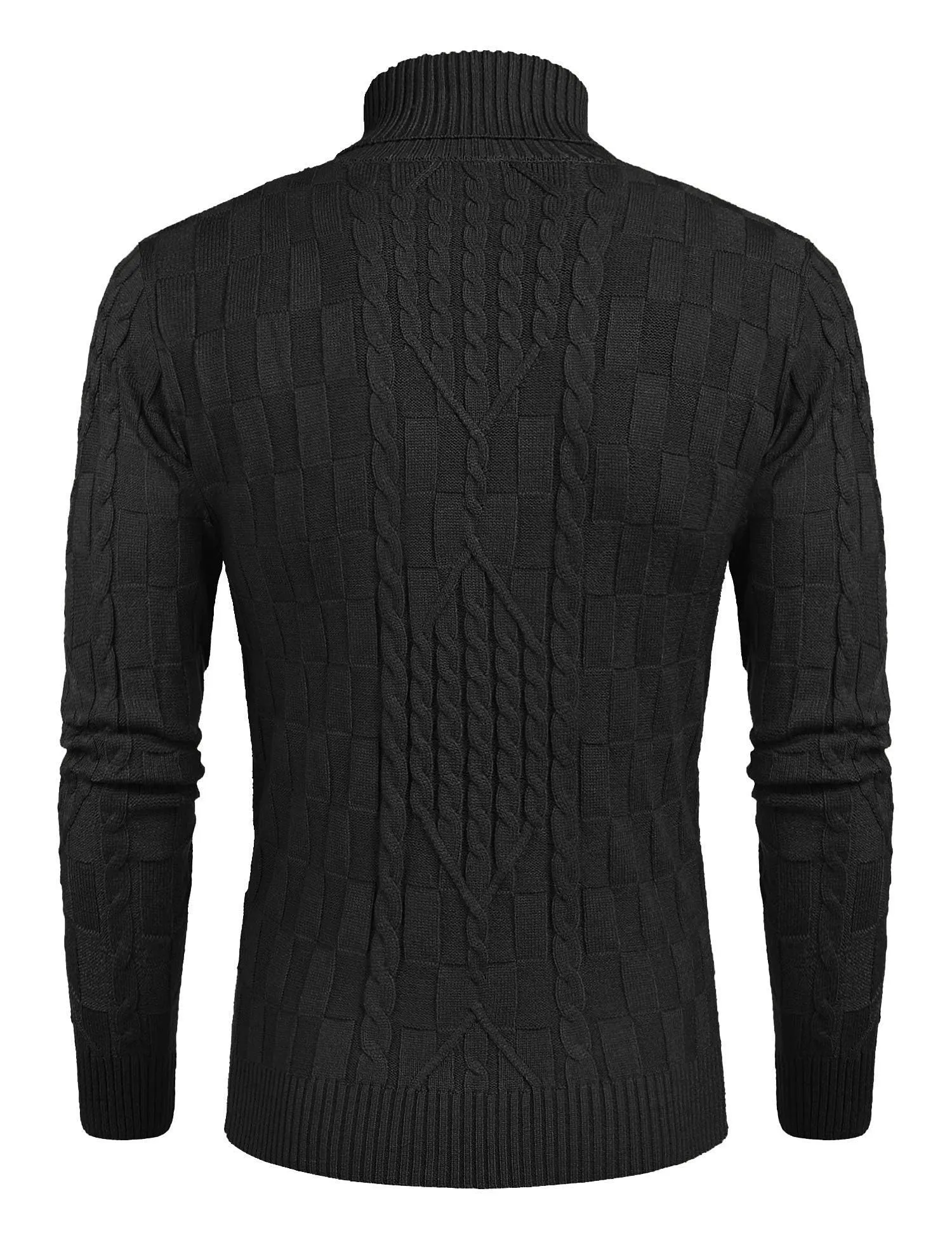 COOFANDY Men's Slim Fit Turtleneck Sweater Casual Cable Knit Pullover Sweaters