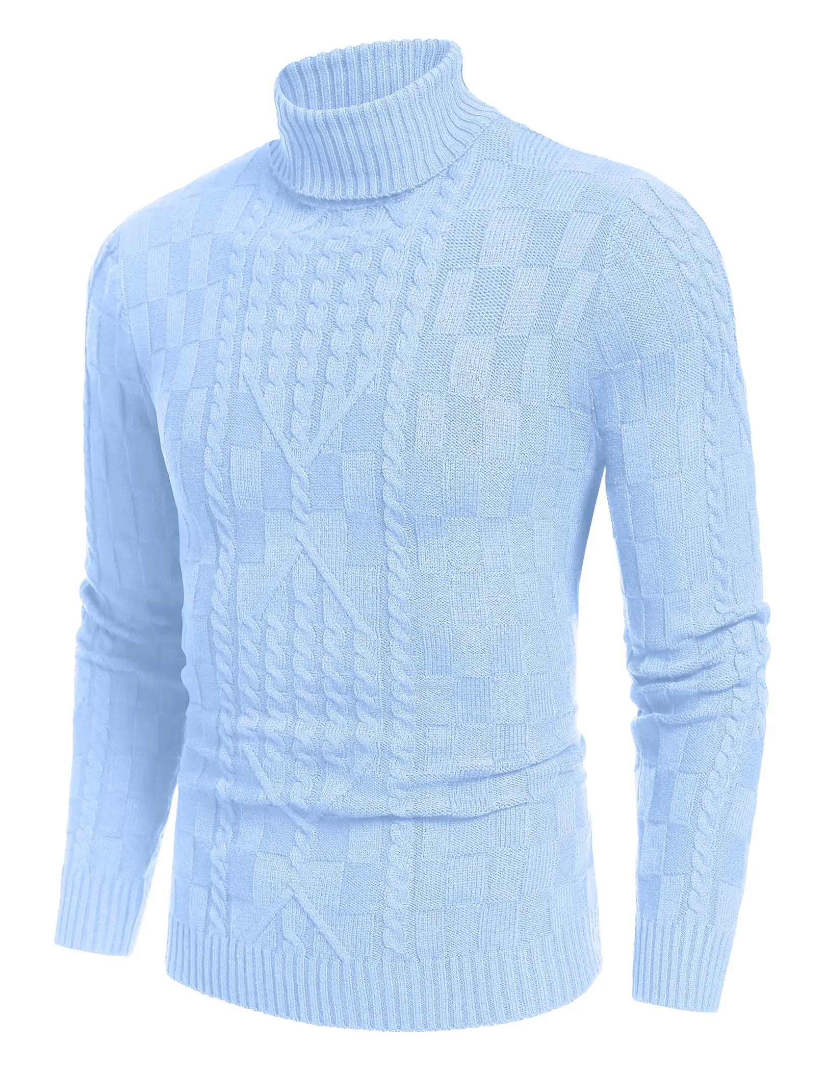COOFANDY Men's Slim Fit Turtleneck Sweater Casual Cable Knit Pullover Sweaters