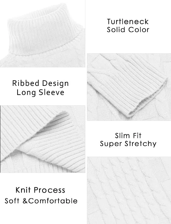 COOFANDY Men's Slim Fit Turtleneck Sweater Casual Cable Knit Pullover Sweaters
