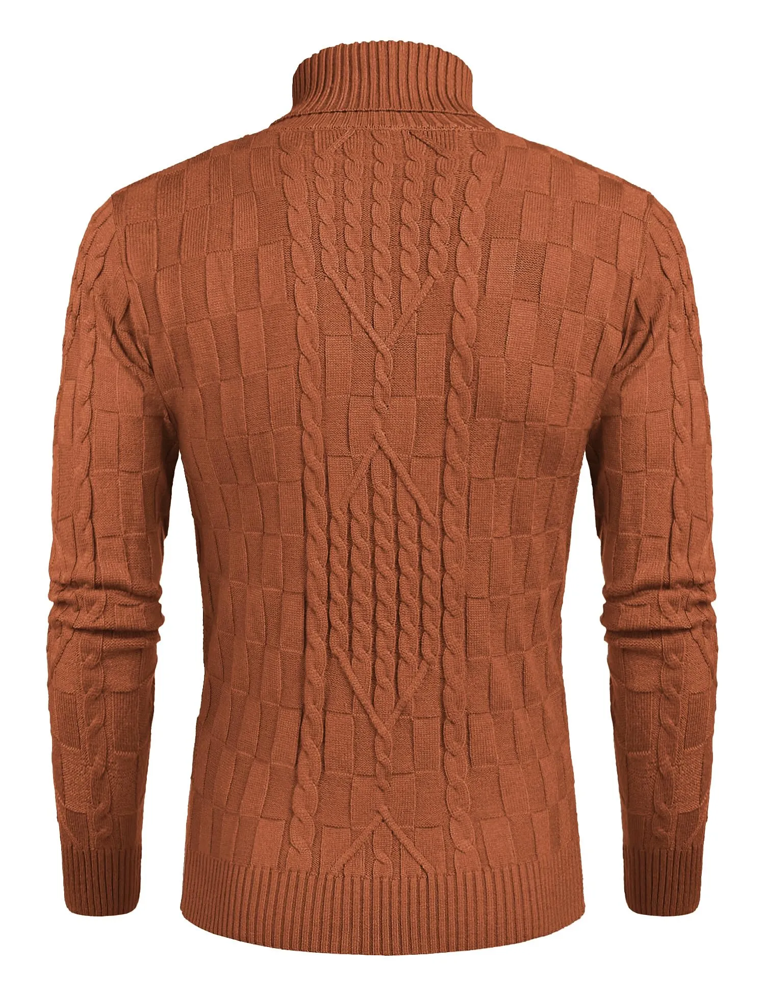 COOFANDY Men's Slim Fit Turtleneck Sweater Casual Cable Knit Pullover Sweaters