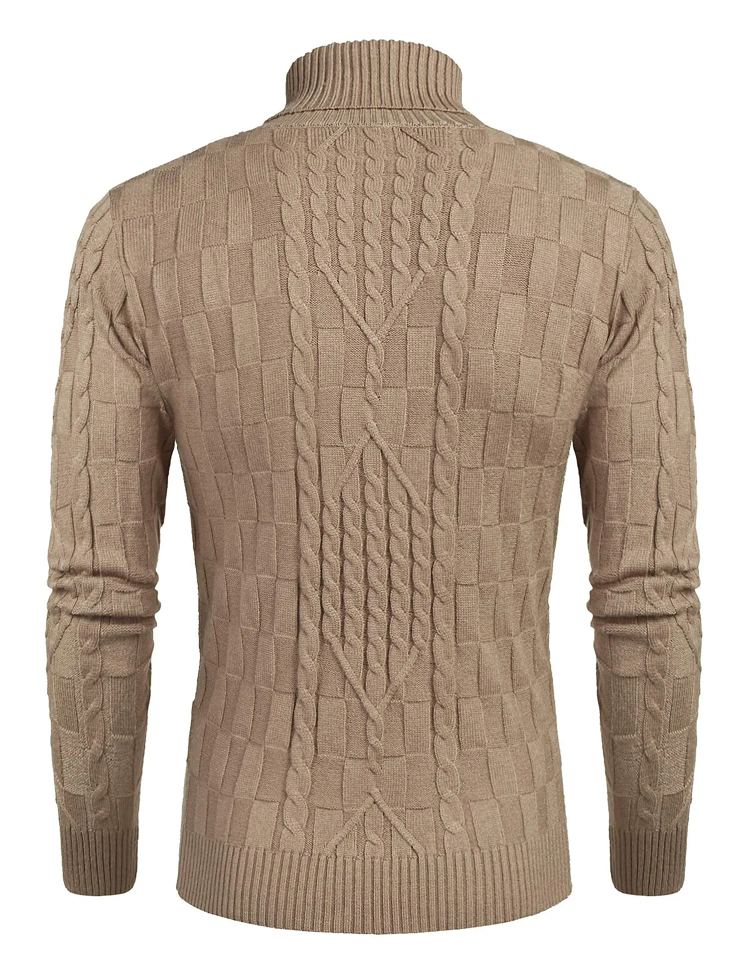 COOFANDY Men's Slim Fit Turtleneck Sweater Casual Cable Knit Pullover Sweaters