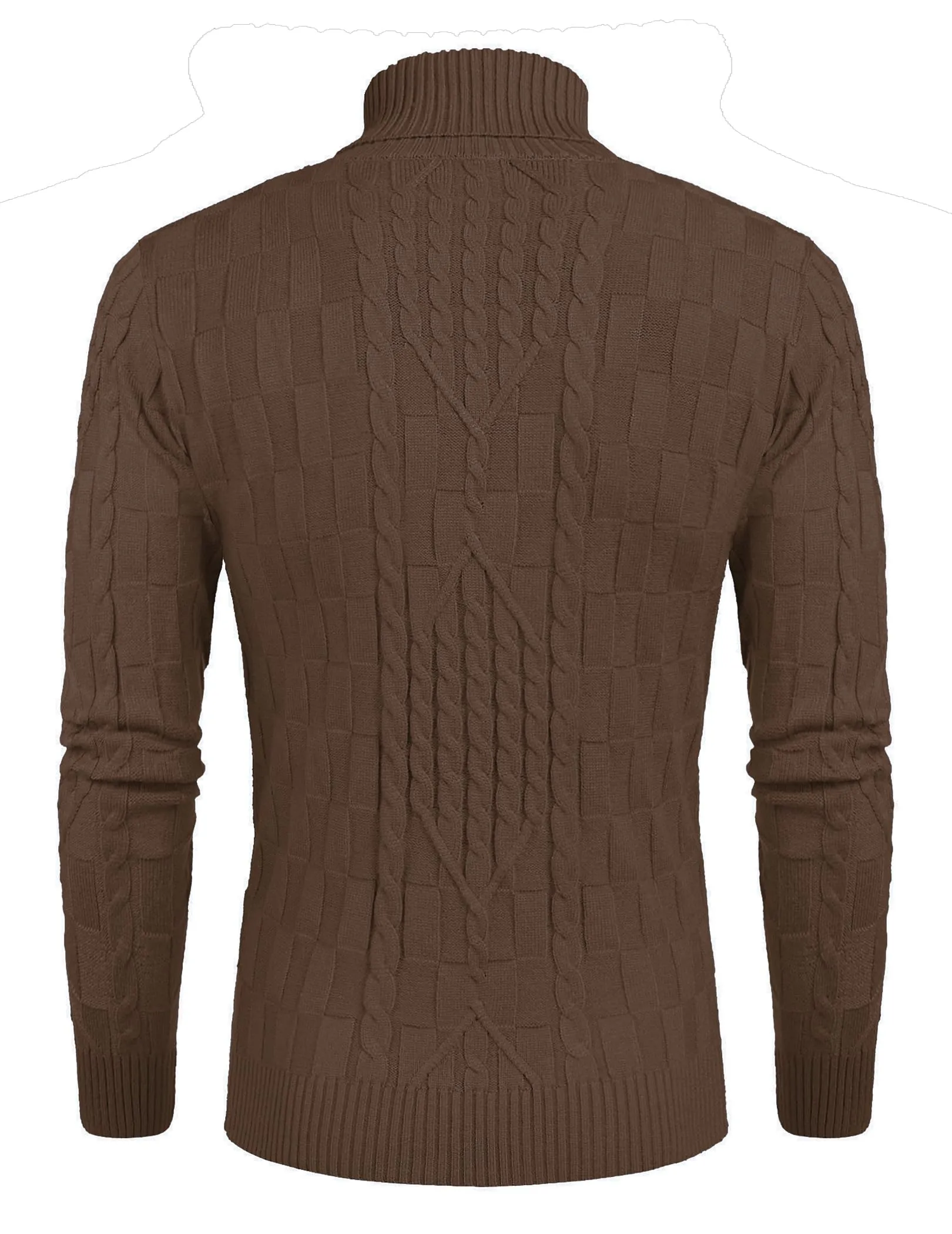 COOFANDY Men's Slim Fit Turtleneck Sweater Casual Cable Knit Pullover Sweaters