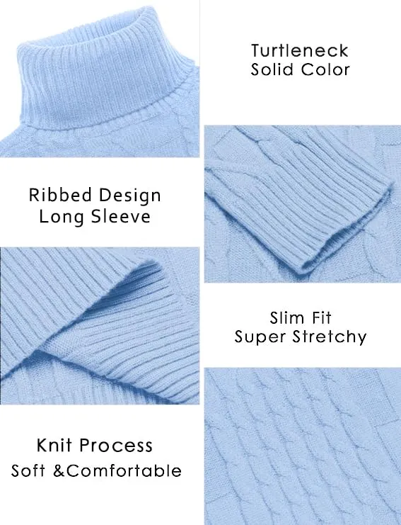 COOFANDY Men's Slim Fit Turtleneck Sweater Casual Cable Knit Pullover Sweaters