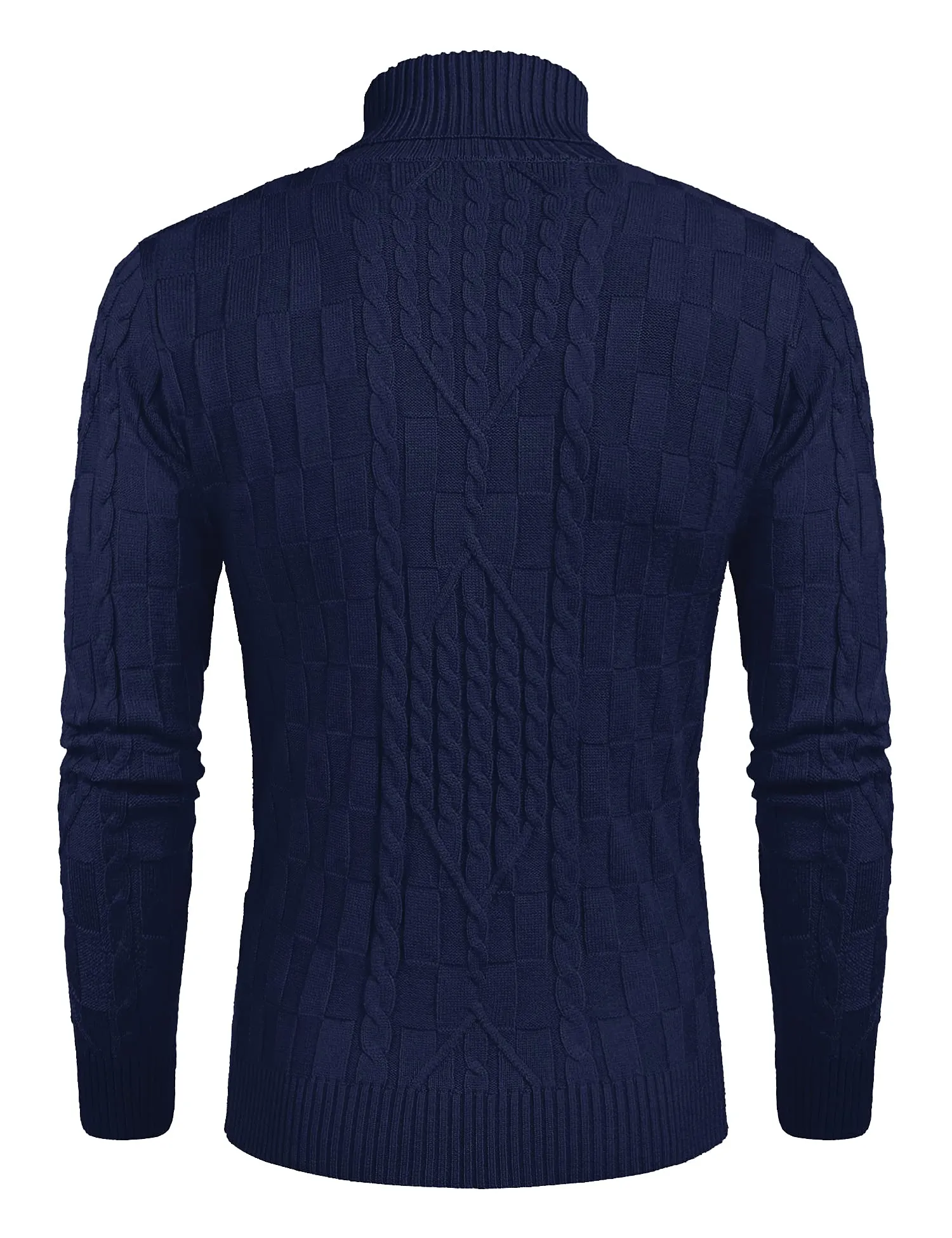 COOFANDY Men's Slim Fit Turtleneck Sweater Casual Cable Knit Pullover Sweaters