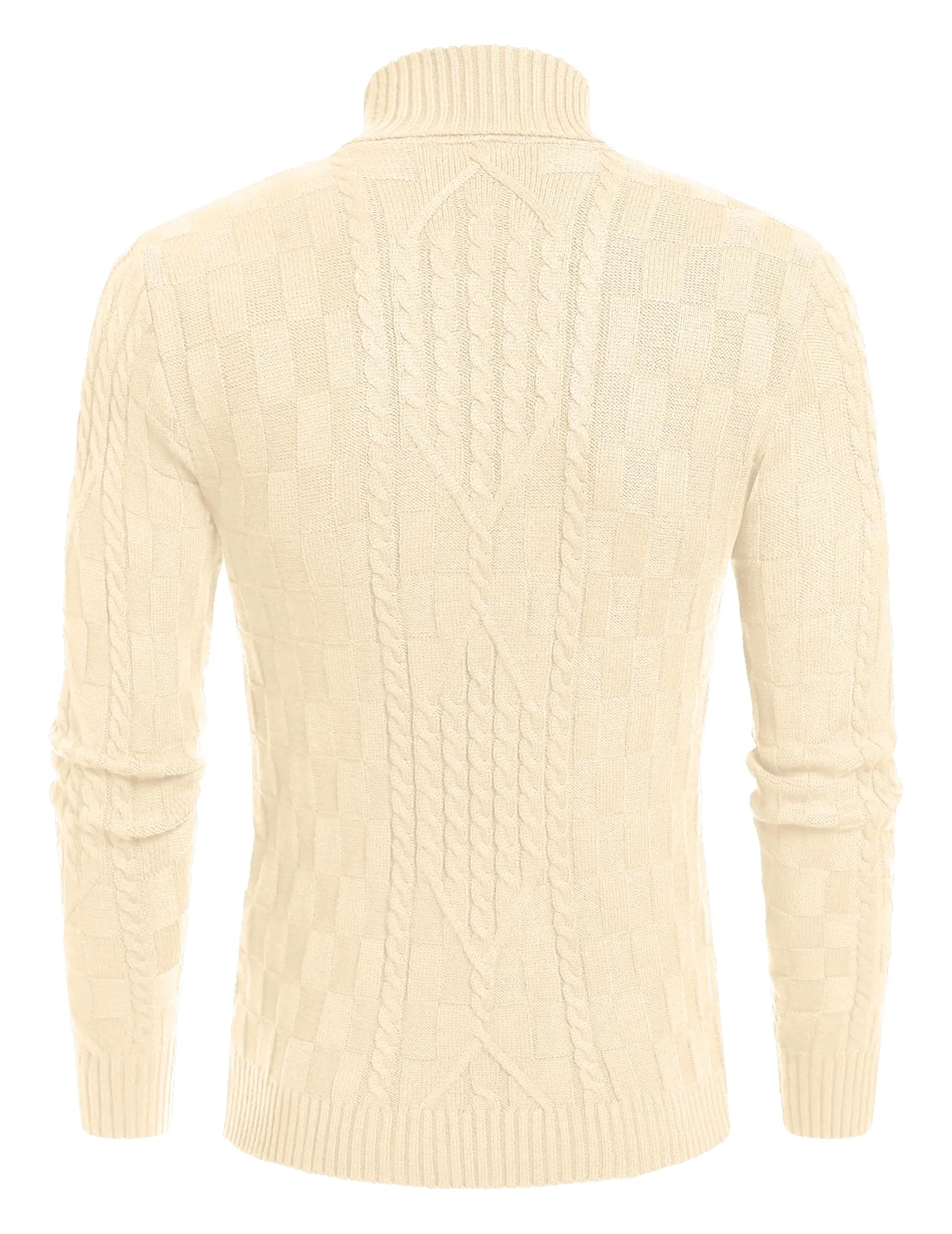 COOFANDY Men's Slim Fit Turtleneck Sweater Casual Cable Knit Pullover Sweaters