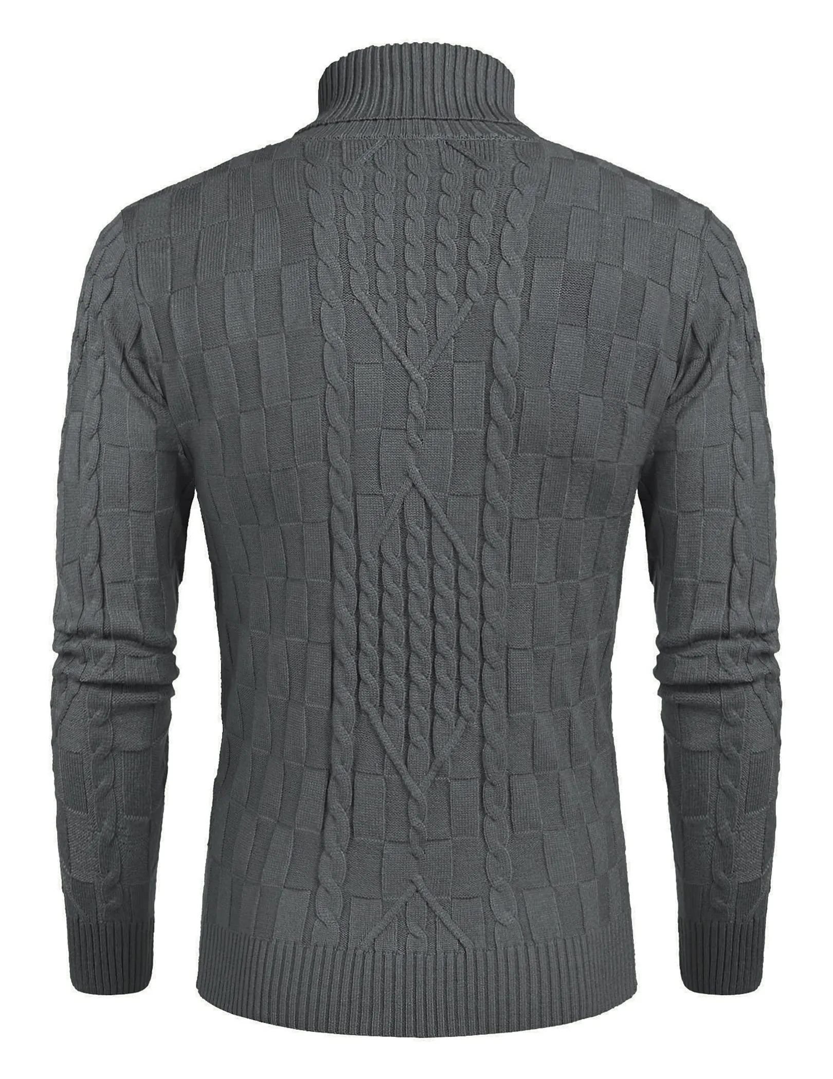 COOFANDY Men's Slim Fit Turtleneck Sweater Casual Cable Knit Pullover Sweaters