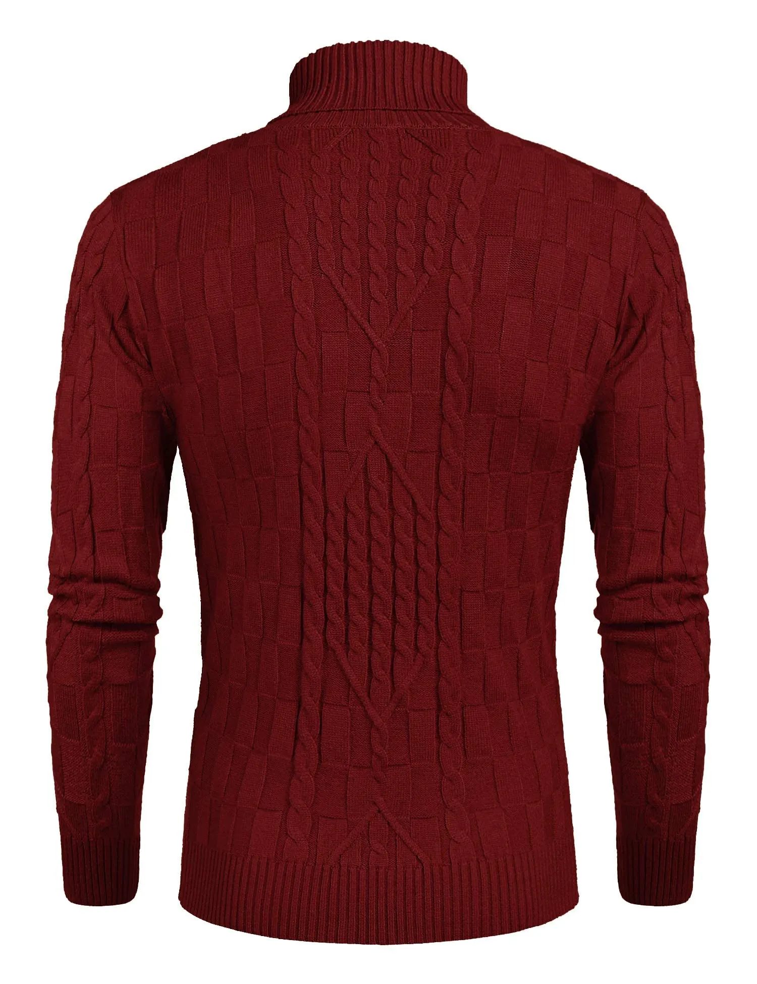 COOFANDY Men's Slim Fit Turtleneck Sweater Casual Cable Knit Pullover Sweaters