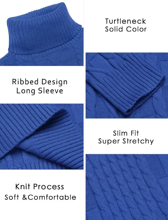 COOFANDY Men's Slim Fit Turtleneck Sweater Casual Cable Knit Pullover Sweaters
