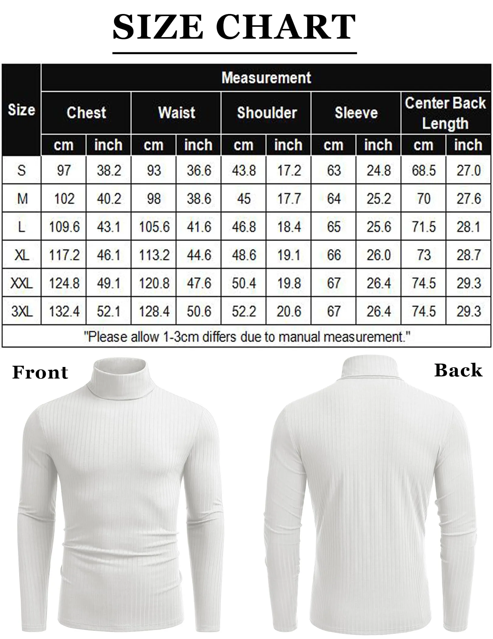COOFANDY Men's Turtleneck Sweater Slim Fit Lightweight Basic Ribbed Sweaters