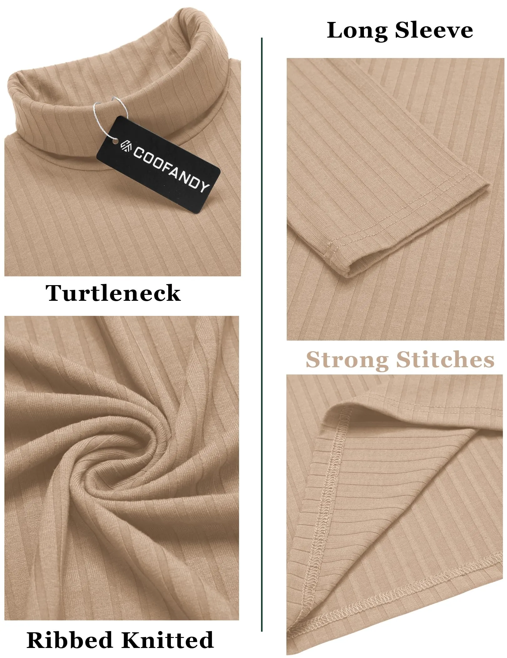 COOFANDY Men's Turtleneck Sweater Slim Fit Lightweight Basic Ribbed Sweaters