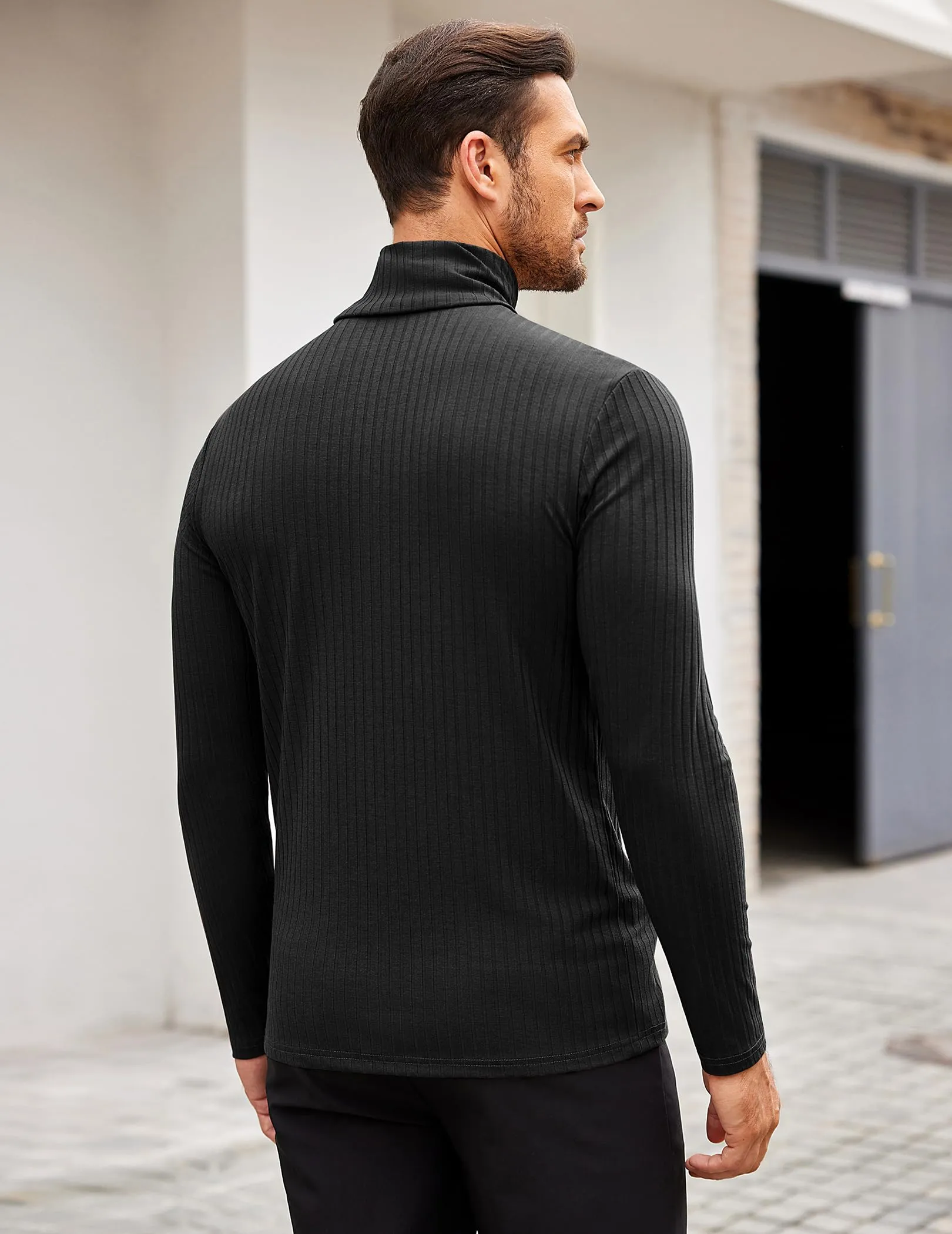 COOFANDY Men's Turtleneck Sweater Slim Fit Lightweight Basic Ribbed Sweaters