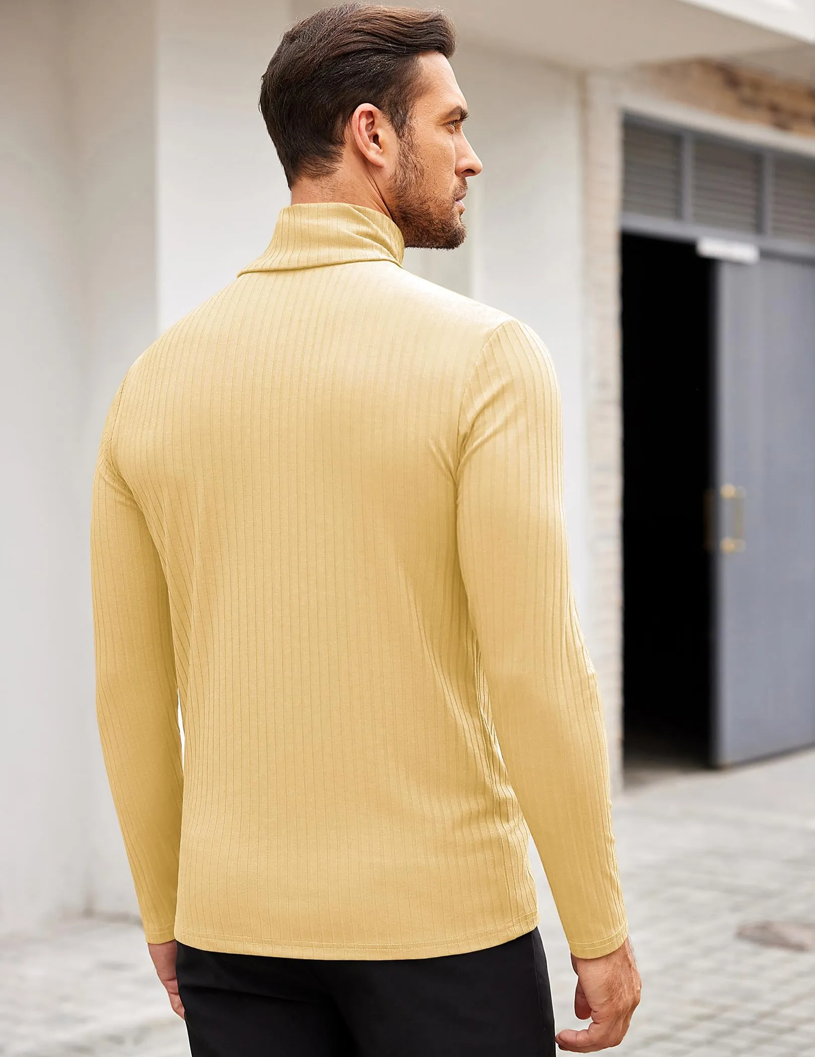 COOFANDY Men's Turtleneck Sweater Slim Fit Lightweight Basic Ribbed Sweaters