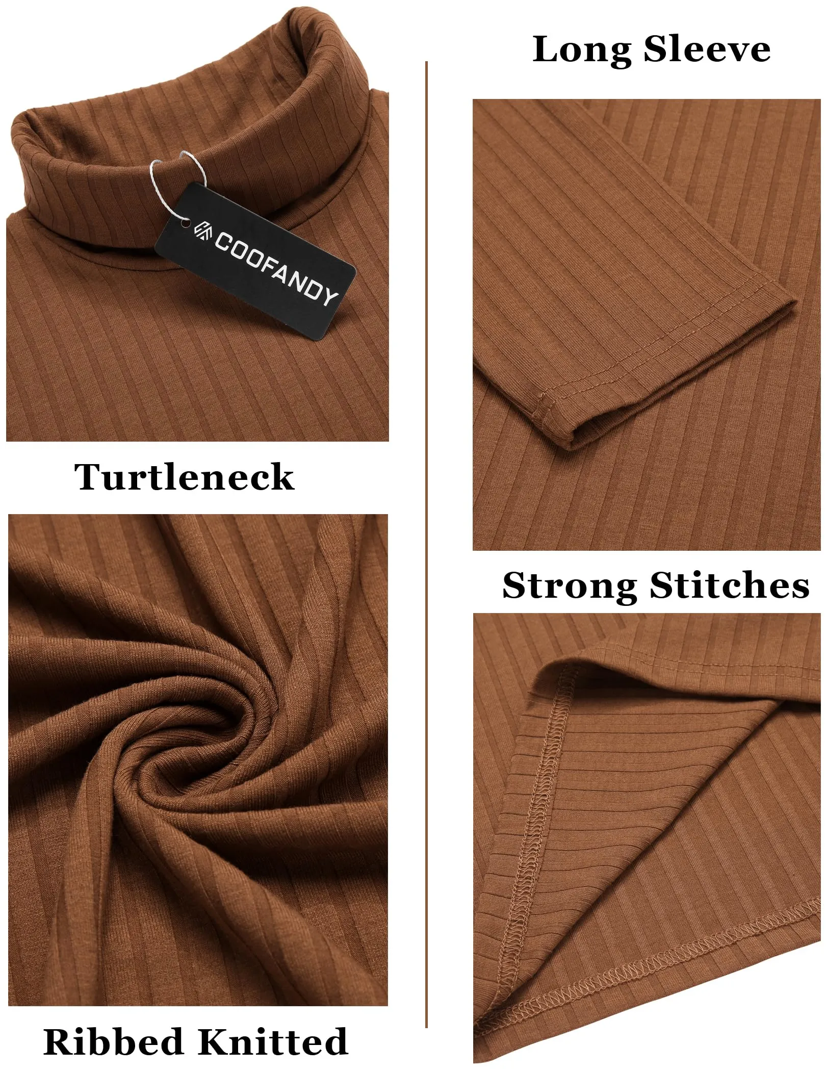 COOFANDY Men's Turtleneck Sweater Slim Fit Lightweight Basic Ribbed Sweaters