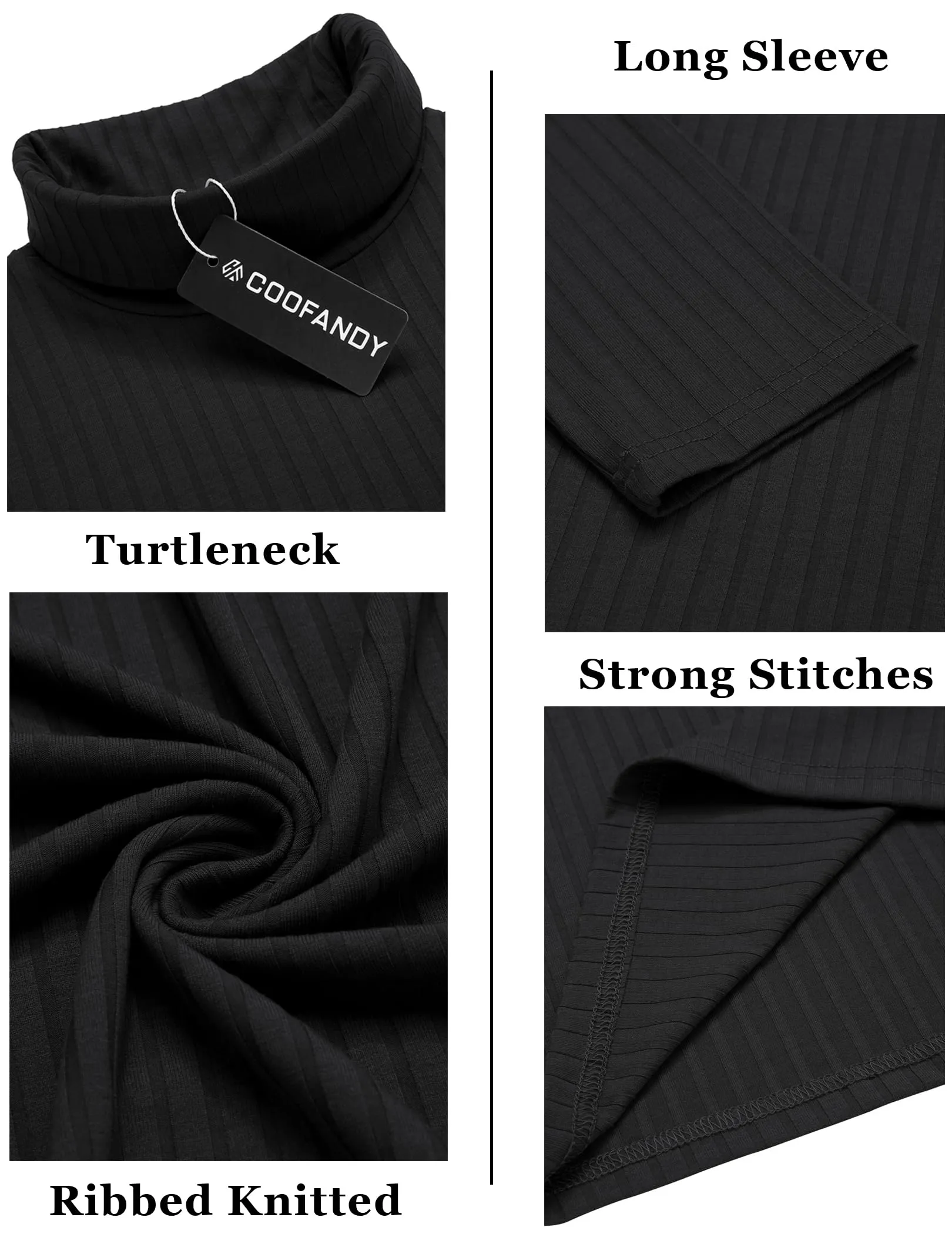 COOFANDY Men's Turtleneck Sweater Slim Fit Lightweight Basic Ribbed Sweaters