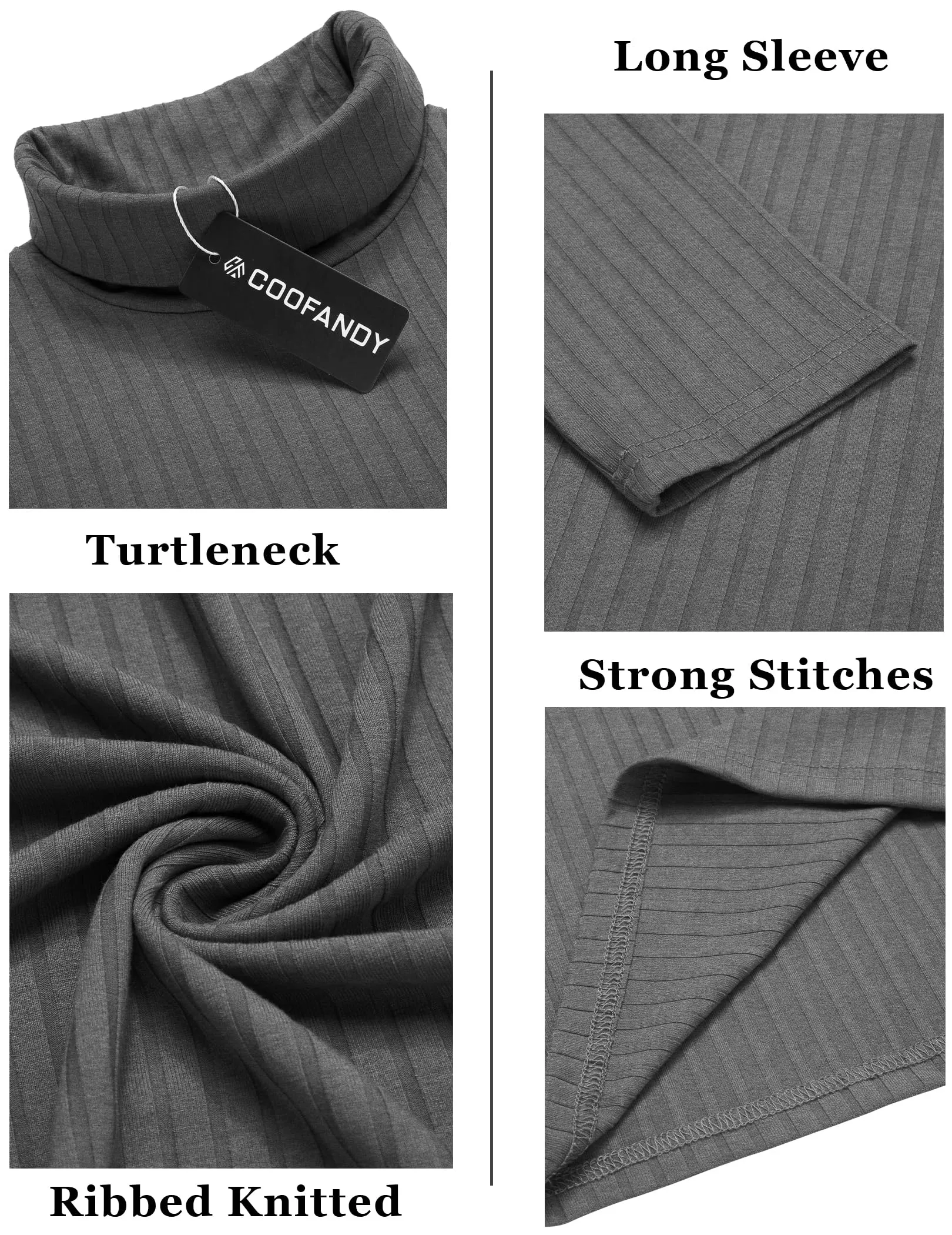 COOFANDY Men's Turtleneck Sweater Slim Fit Lightweight Basic Ribbed Sweaters