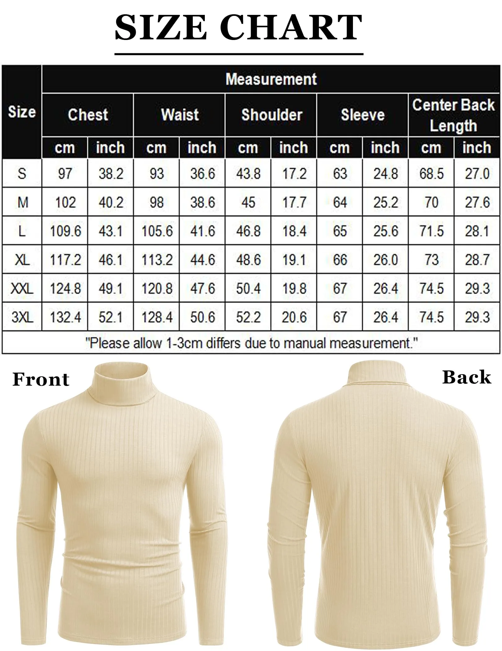 COOFANDY Men's Turtleneck Sweater Slim Fit Lightweight Basic Ribbed Sweaters