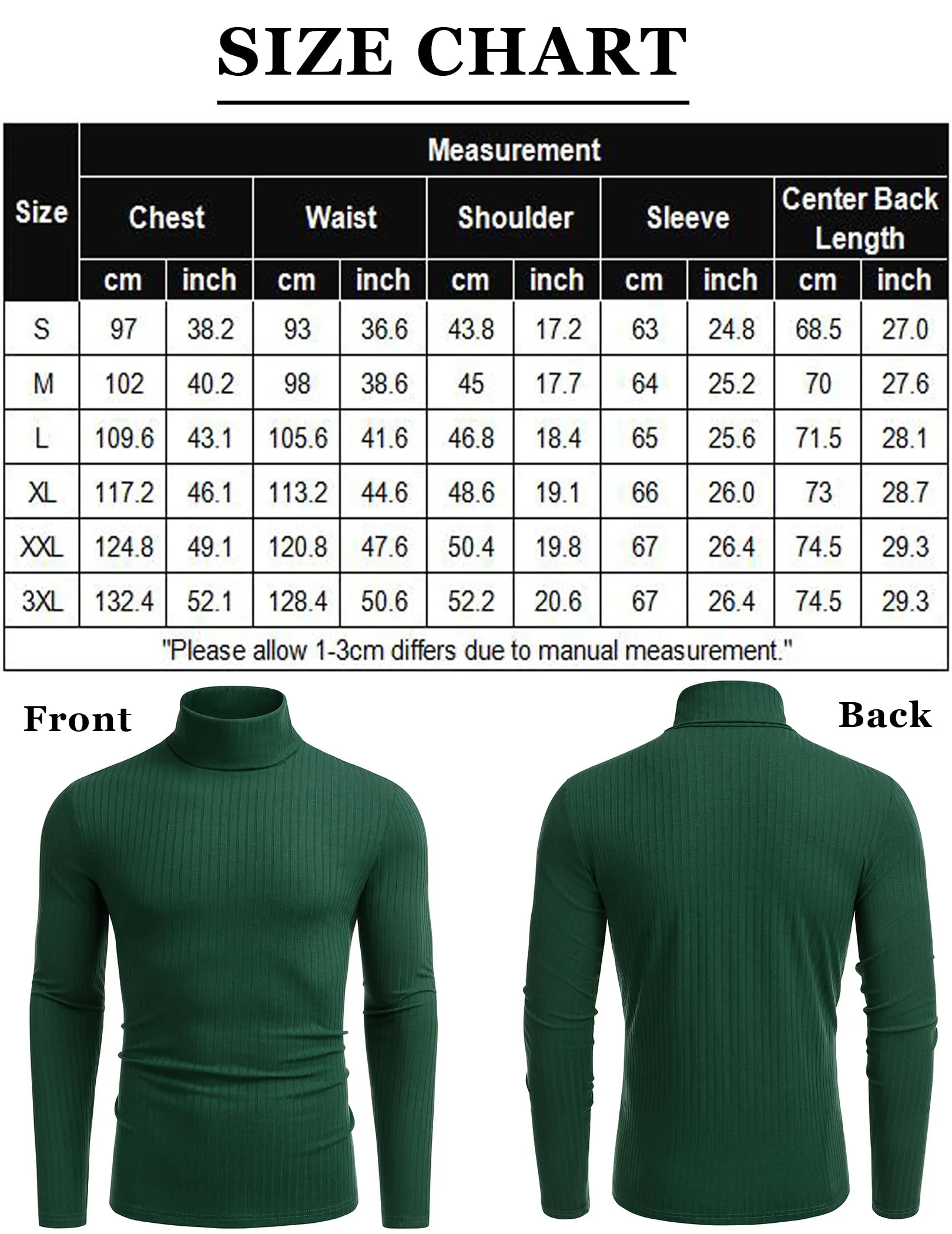 COOFANDY Men's Turtleneck Sweater Slim Fit Lightweight Basic Ribbed Sweaters