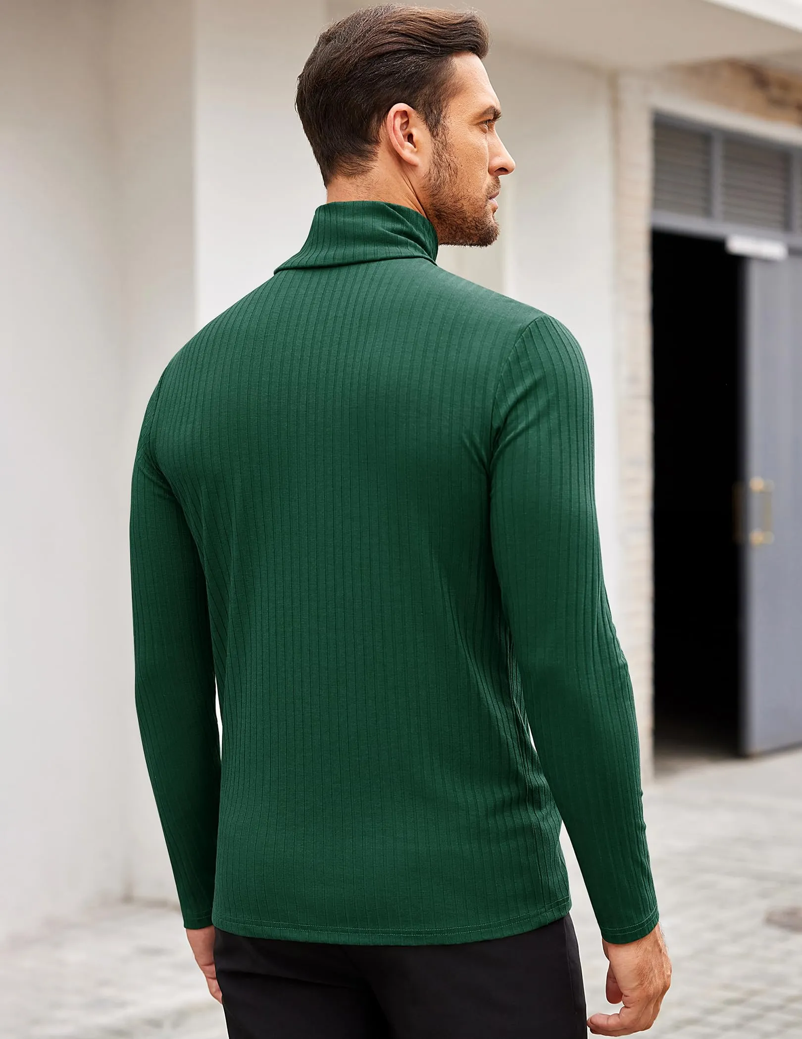 COOFANDY Men's Turtleneck Sweater Slim Fit Lightweight Basic Ribbed Sweaters