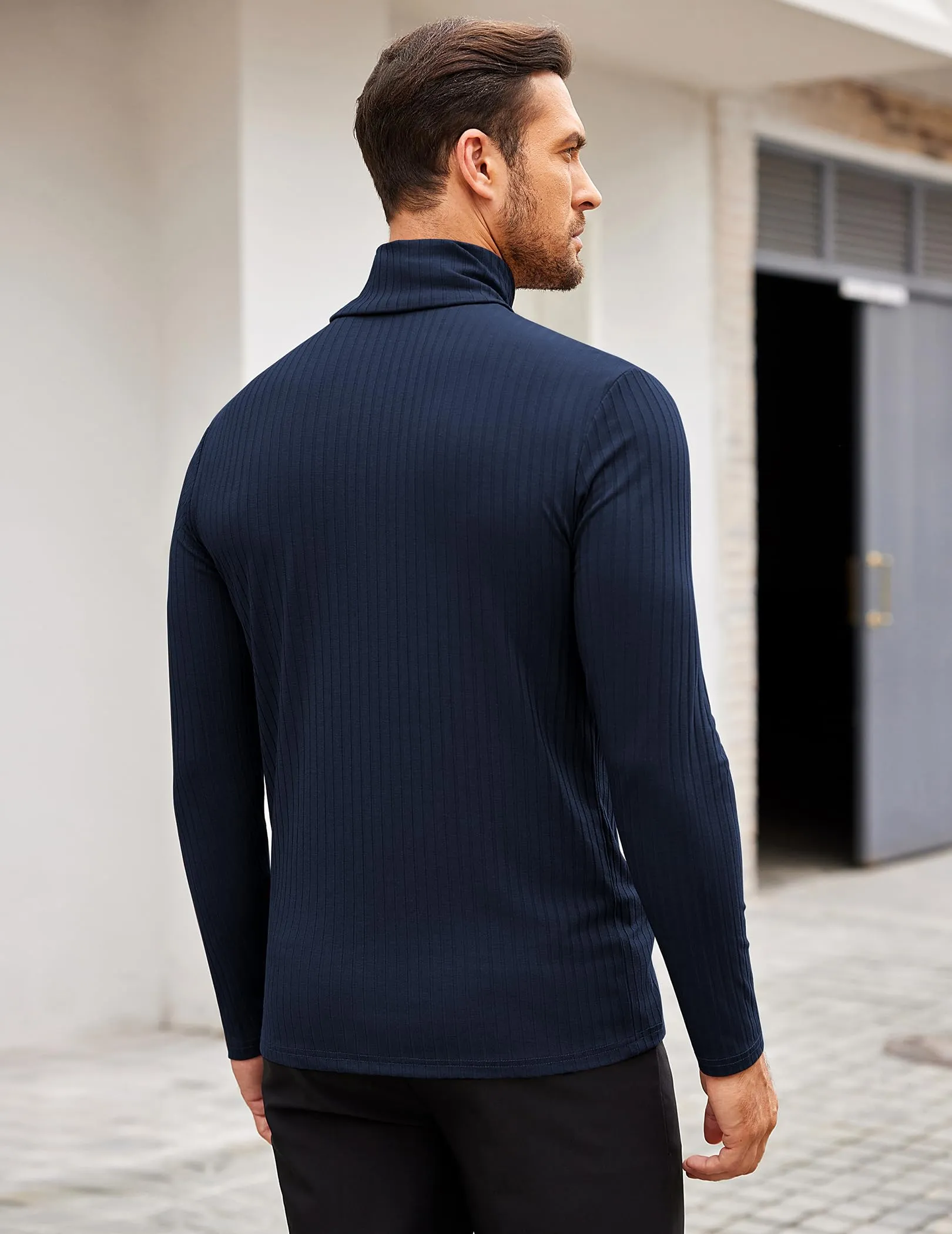COOFANDY Men's Turtleneck Sweater Slim Fit Lightweight Basic Ribbed Sweaters