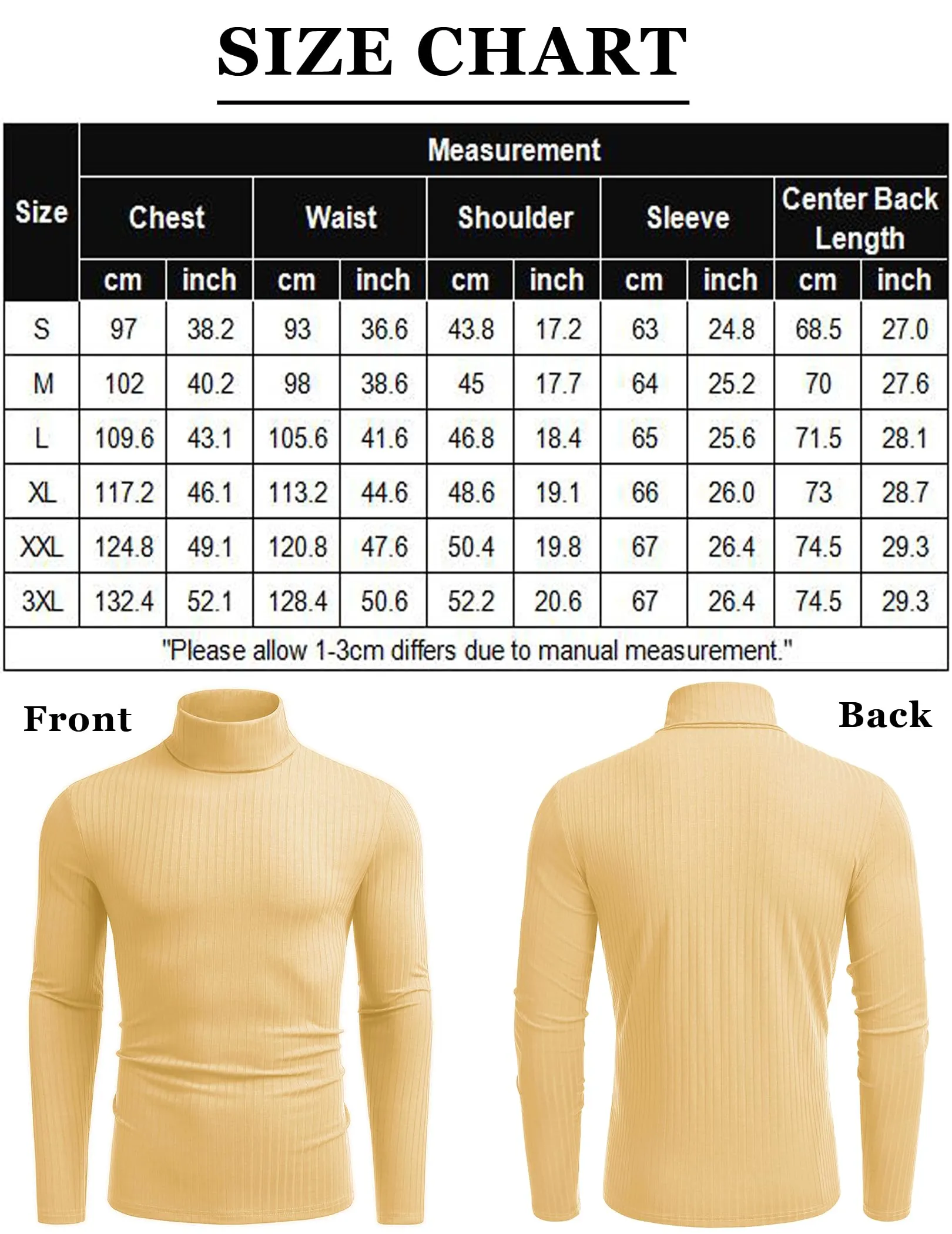 COOFANDY Men's Turtleneck Sweater Slim Fit Lightweight Basic Ribbed Sweaters