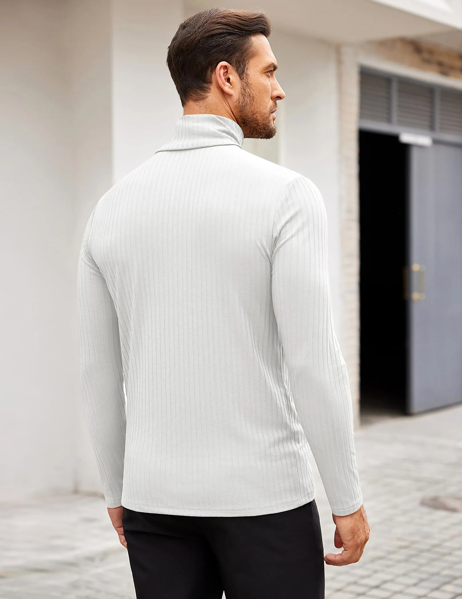 COOFANDY Men's Turtleneck Sweater Slim Fit Lightweight Basic Ribbed Sweaters