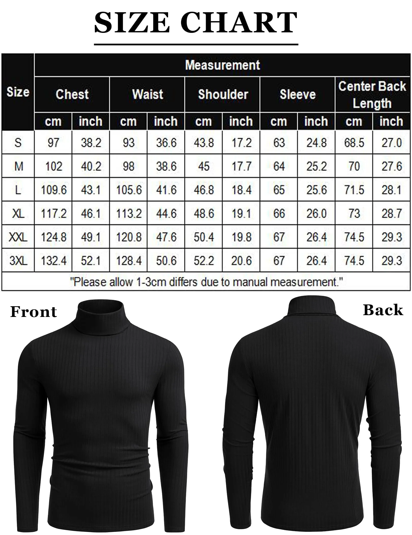 COOFANDY Men's Turtleneck Sweater Slim Fit Lightweight Basic Ribbed Sweaters