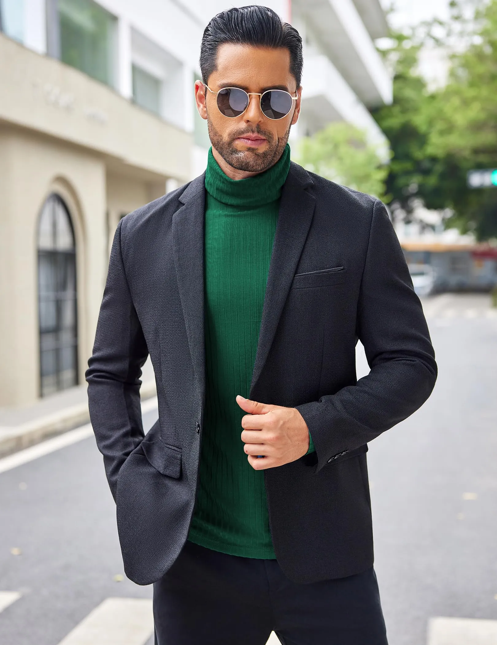 COOFANDY Men's Turtleneck Sweater Slim Fit Lightweight Basic Ribbed Sweaters