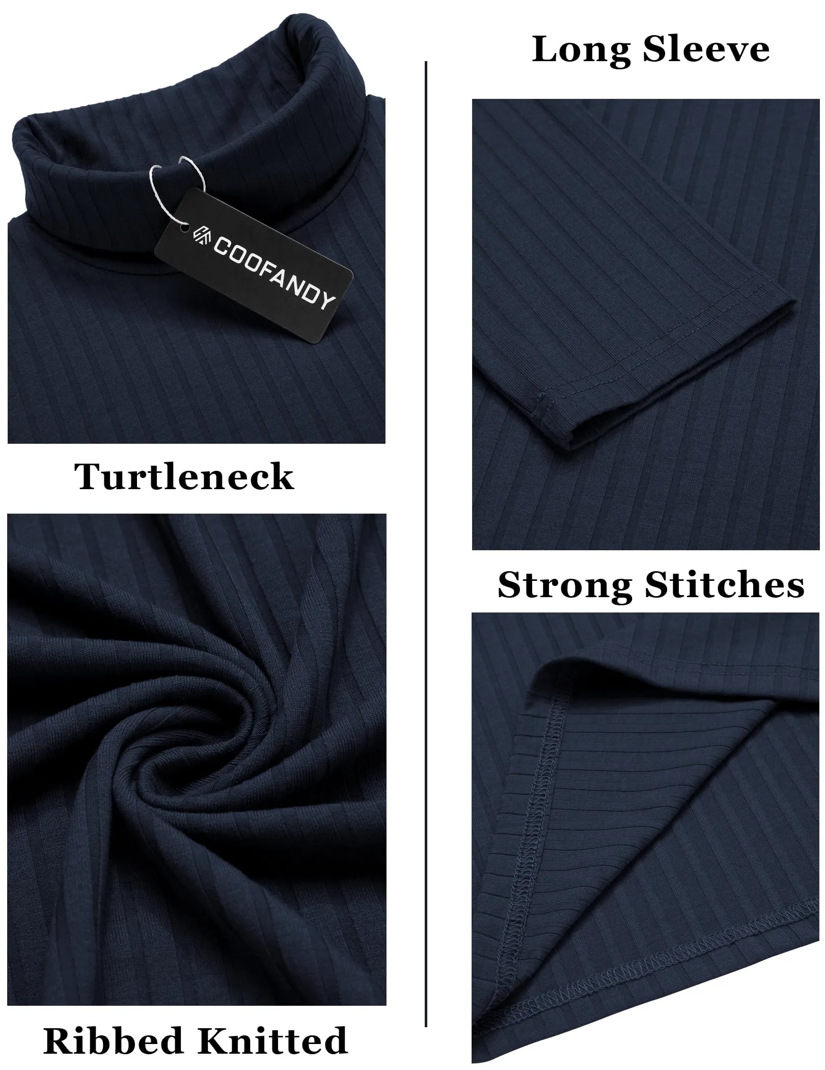 COOFANDY Men's Turtleneck Sweater Slim Fit Lightweight Basic Ribbed Sweaters