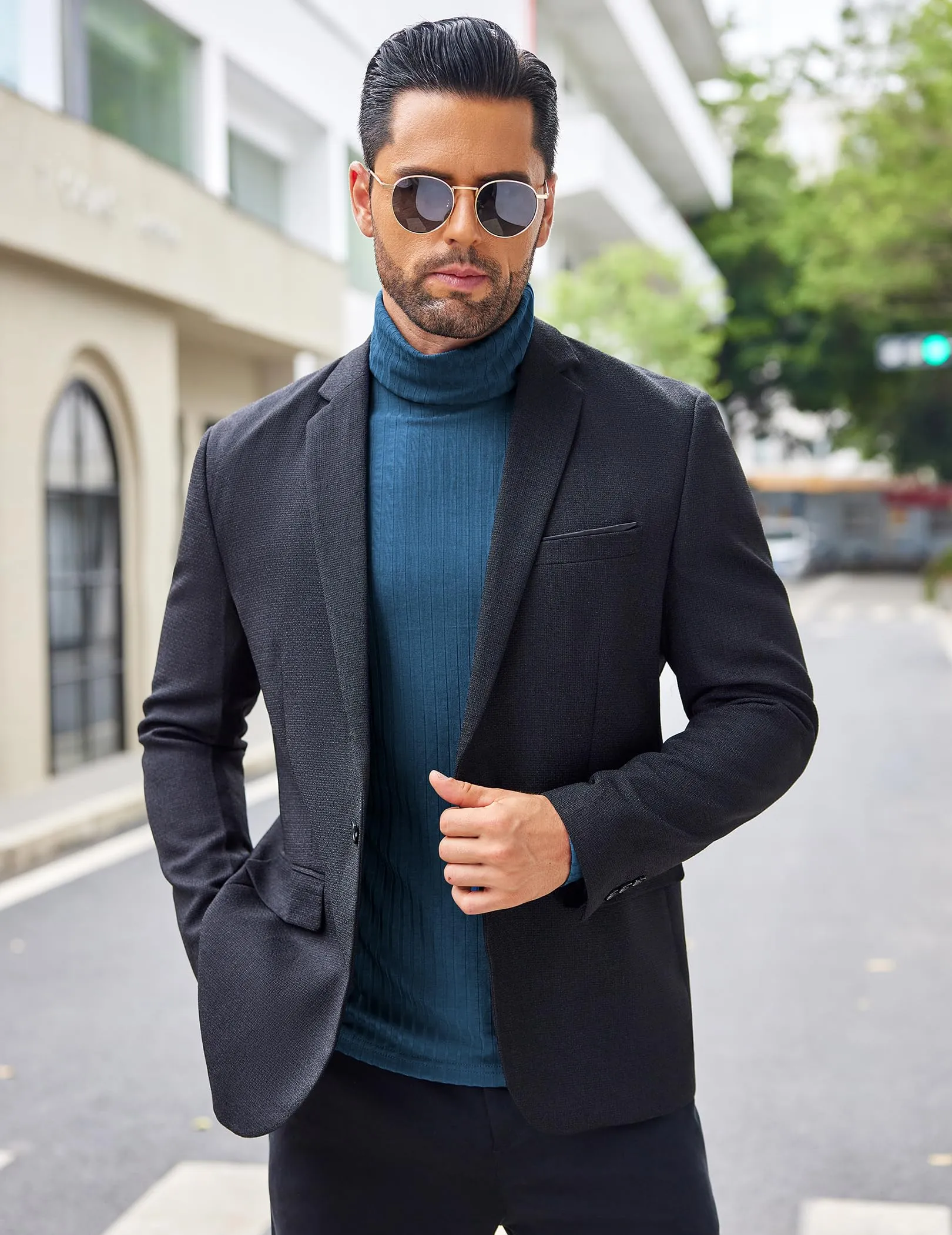 COOFANDY Men's Turtleneck Sweater Slim Fit Lightweight Basic Ribbed Sweaters