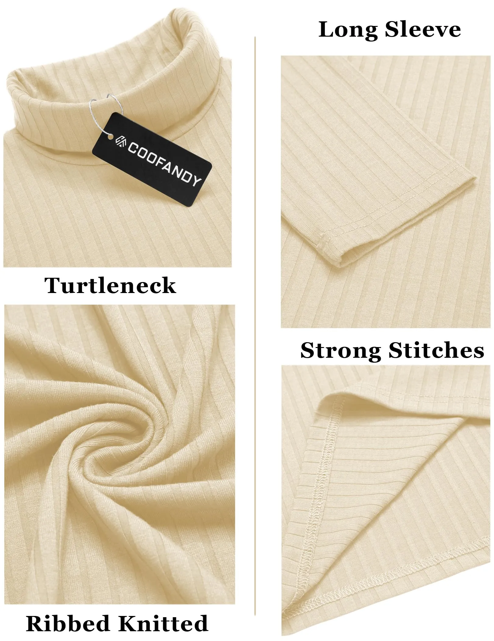 COOFANDY Men's Turtleneck Sweater Slim Fit Lightweight Basic Ribbed Sweaters