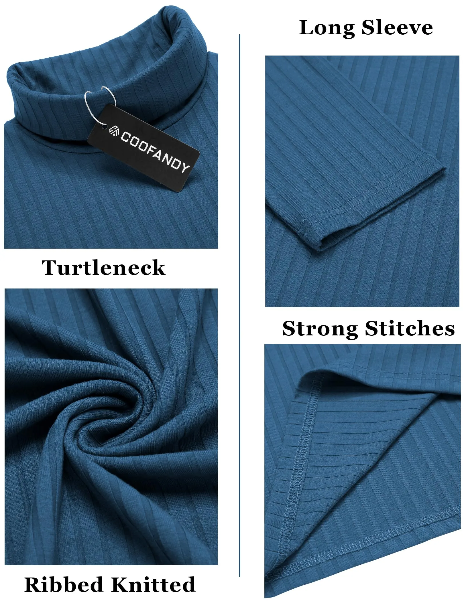 COOFANDY Men's Turtleneck Sweater Slim Fit Lightweight Basic Ribbed Sweaters