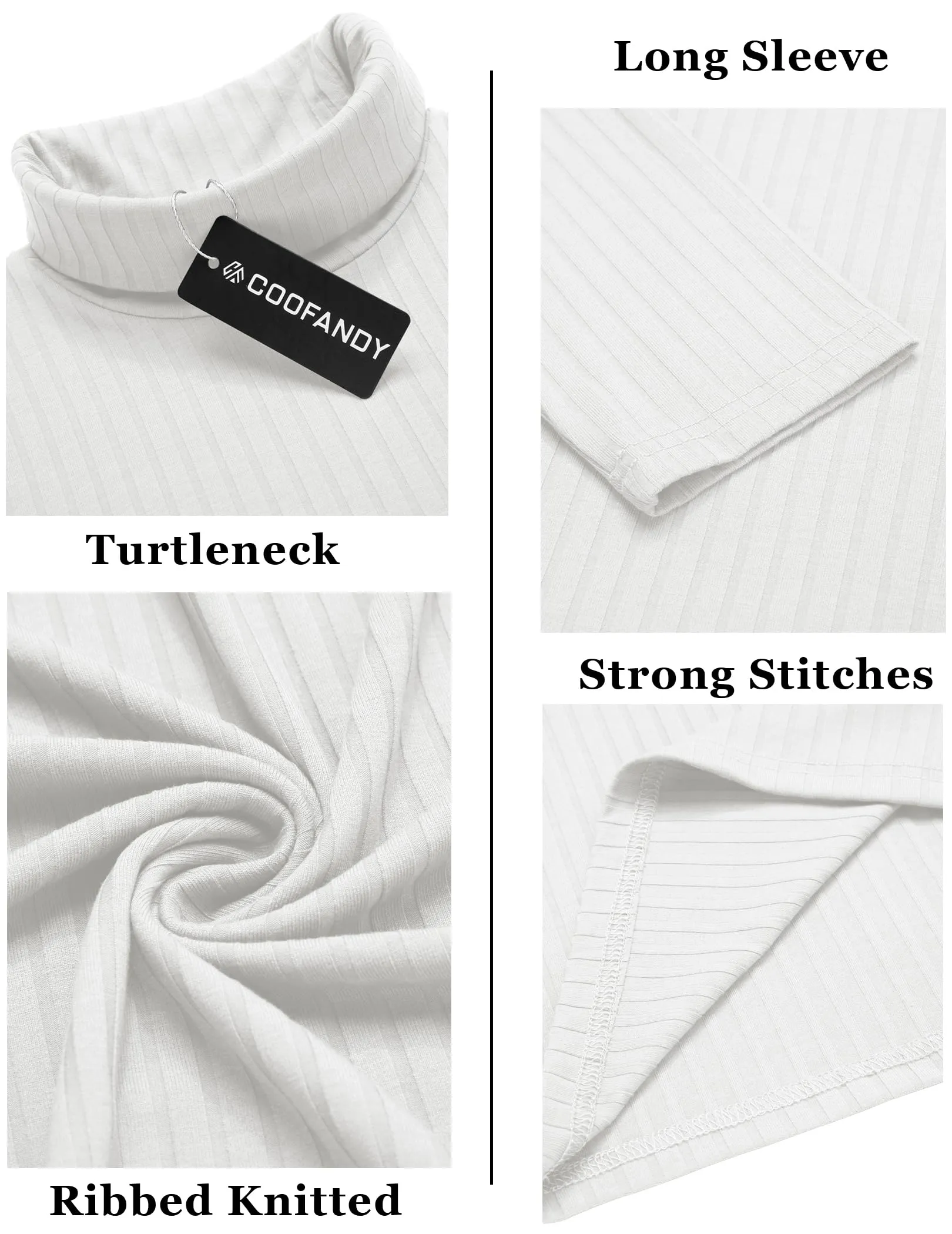 COOFANDY Men's Turtleneck Sweater Slim Fit Lightweight Basic Ribbed Sweaters