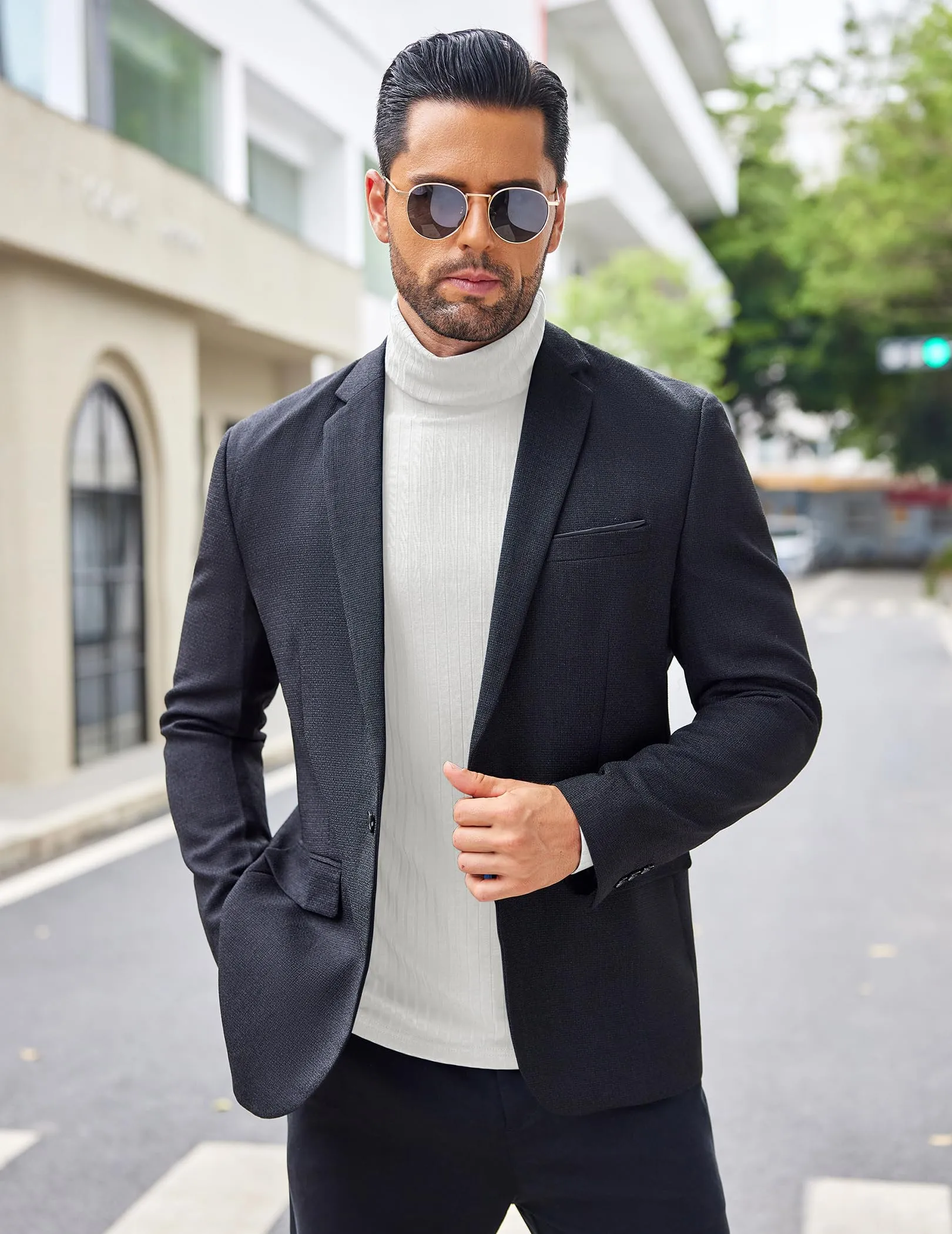 COOFANDY Men's Turtleneck Sweater Slim Fit Lightweight Basic Ribbed Sweaters