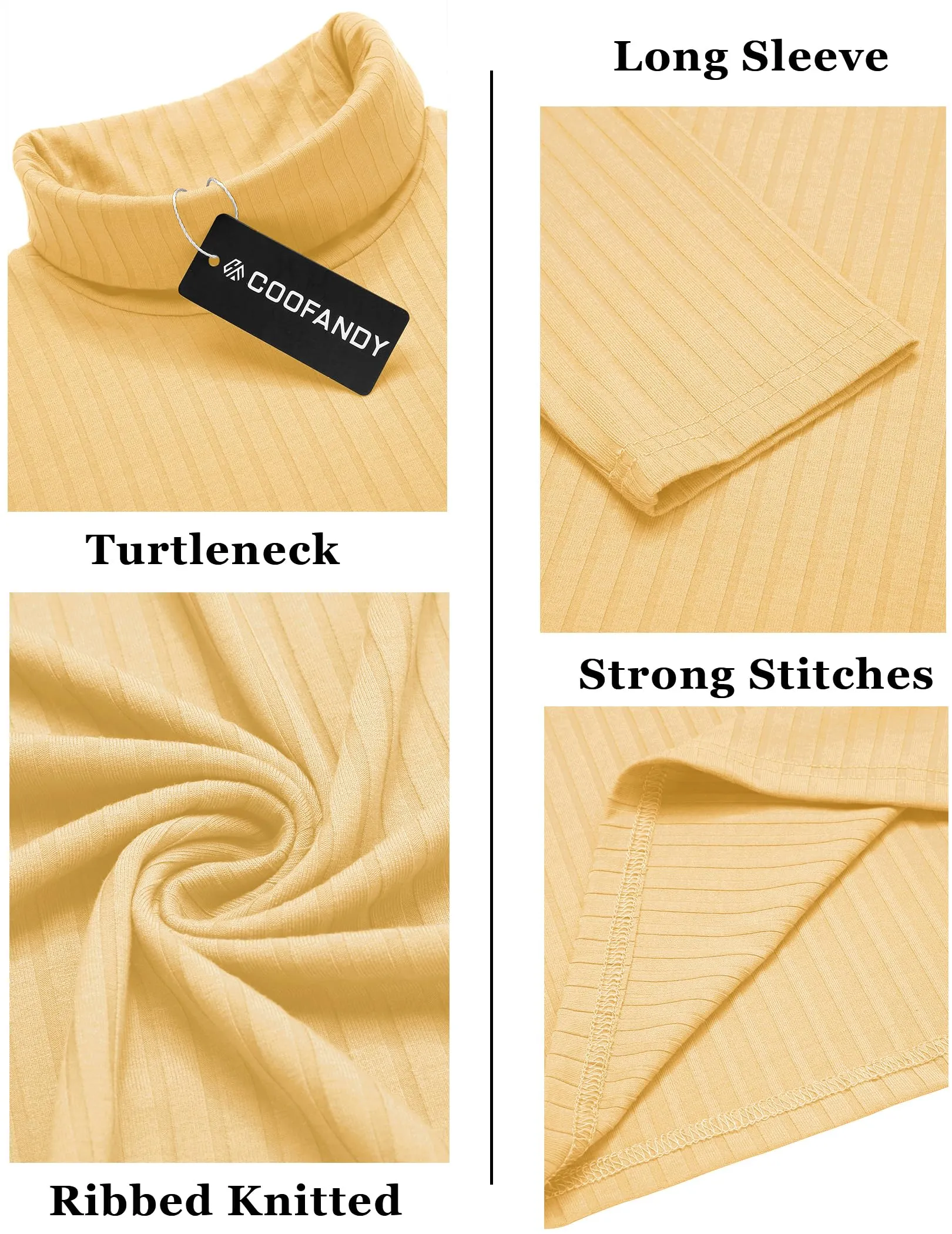 COOFANDY Men's Turtleneck Sweater Slim Fit Lightweight Basic Ribbed Sweaters