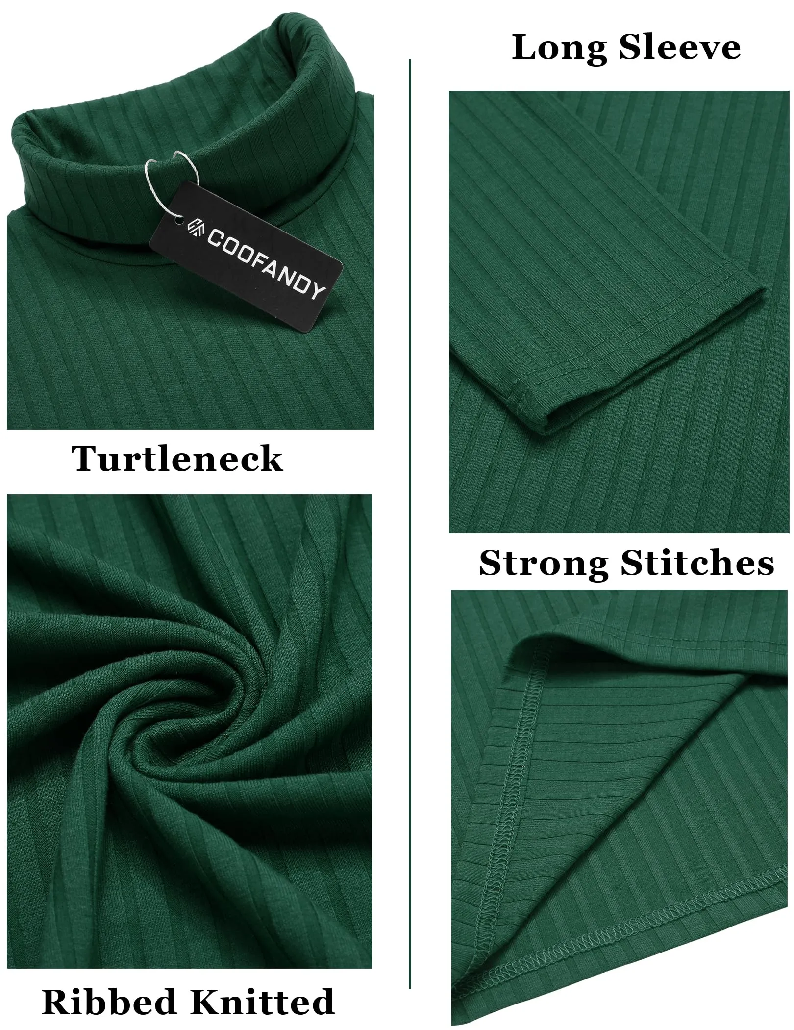 COOFANDY Men's Turtleneck Sweater Slim Fit Lightweight Basic Ribbed Sweaters