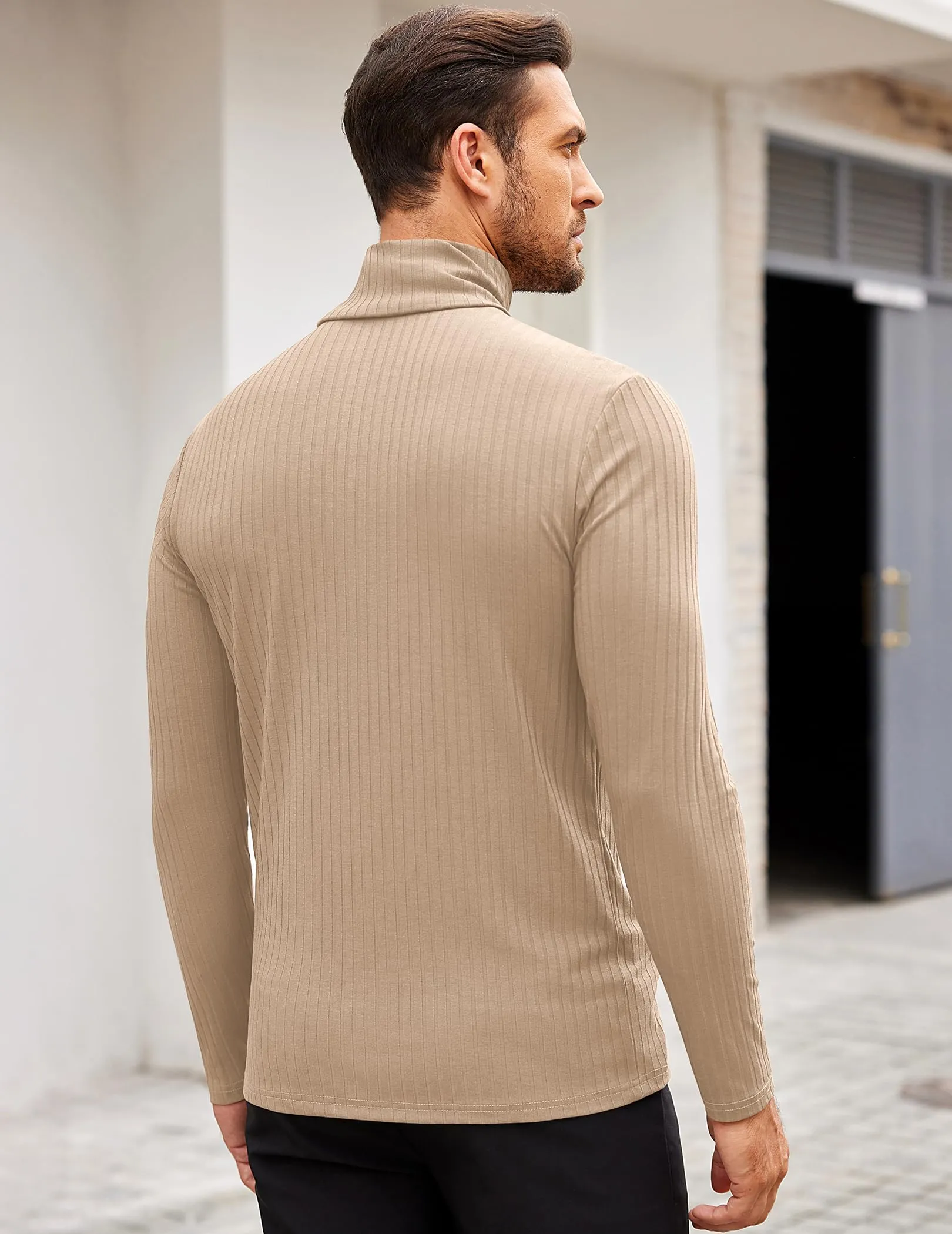 COOFANDY Men's Turtleneck Sweater Slim Fit Lightweight Basic Ribbed Sweaters
