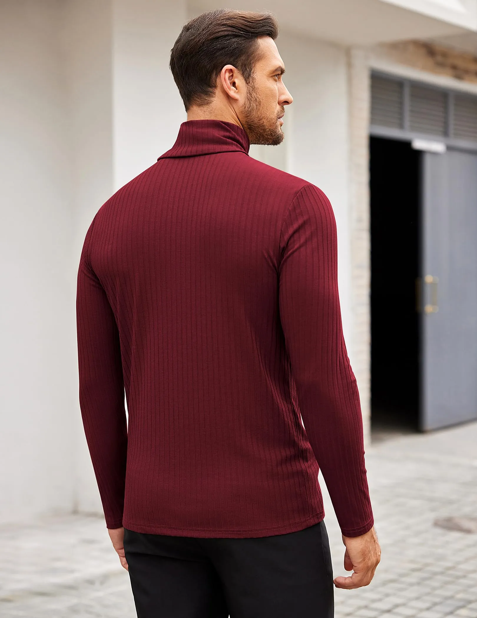 COOFANDY Men's Turtleneck Sweater Slim Fit Lightweight Basic Ribbed Sweaters