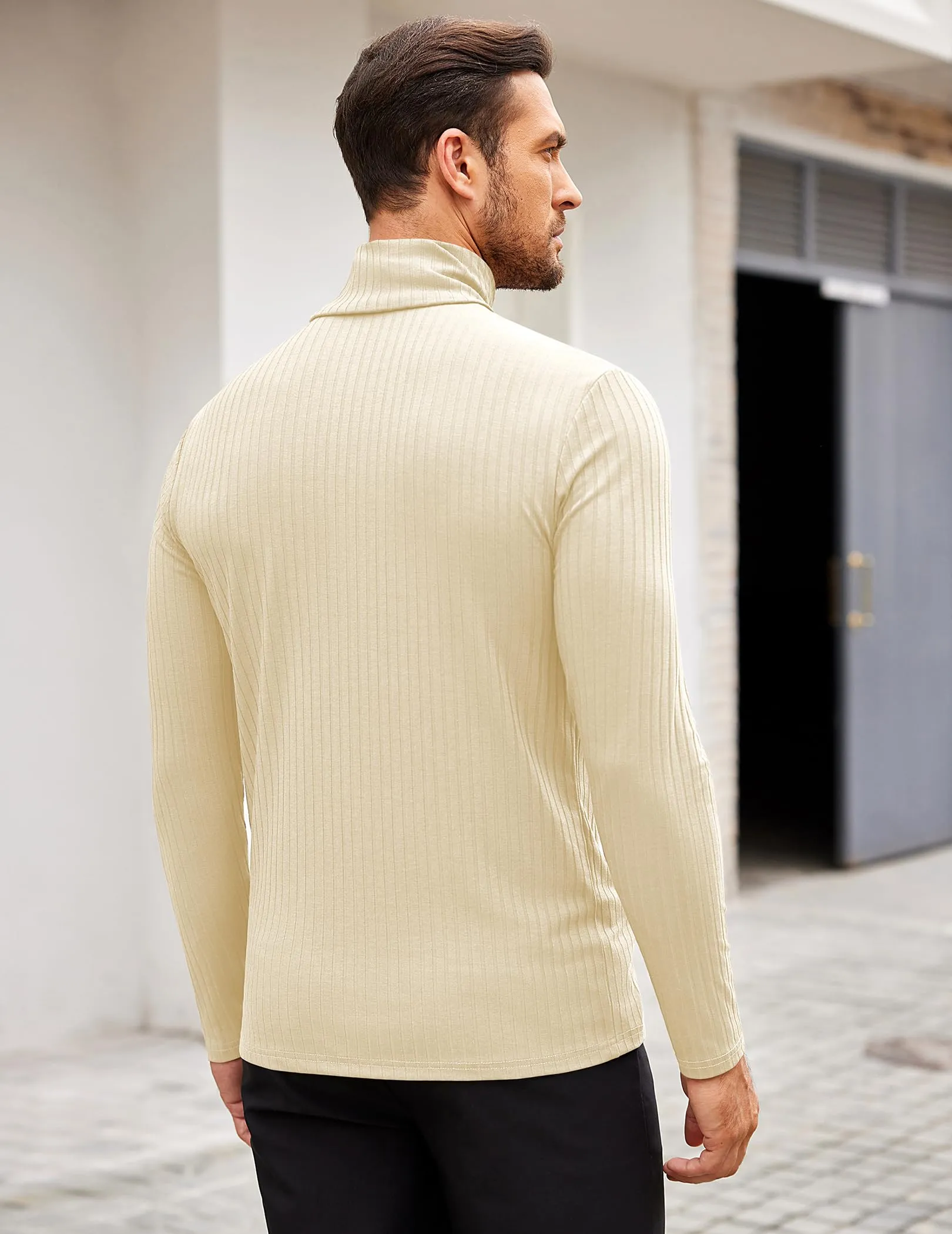 COOFANDY Men's Turtleneck Sweater Slim Fit Lightweight Basic Ribbed Sweaters