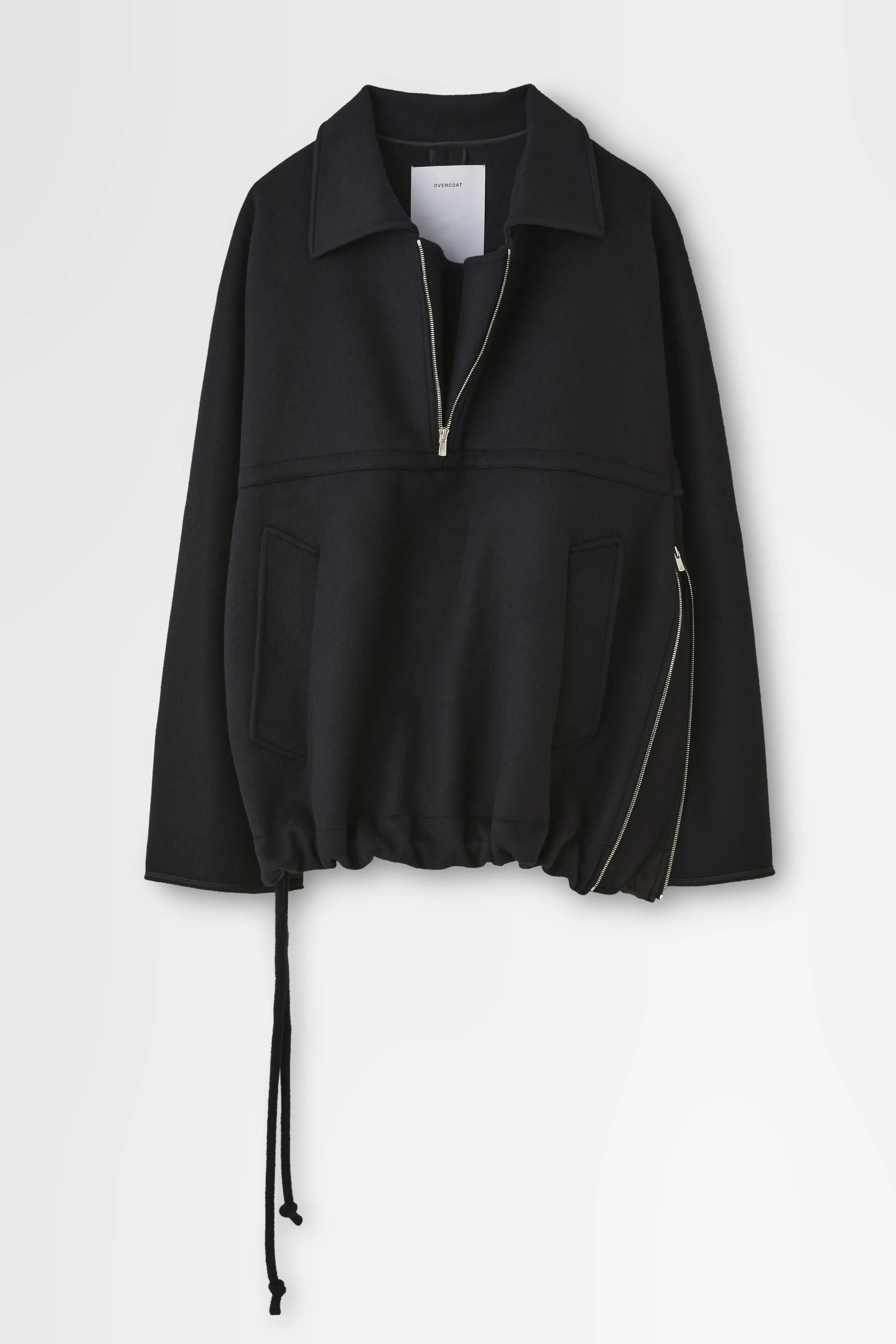 Double-face Beaver Wool Pullover in Black
