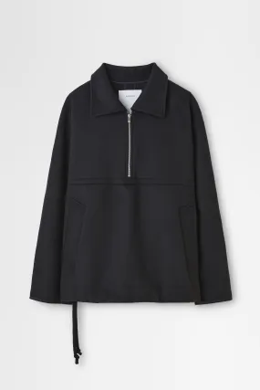 Double-face Beaver Wool Pullover in Black