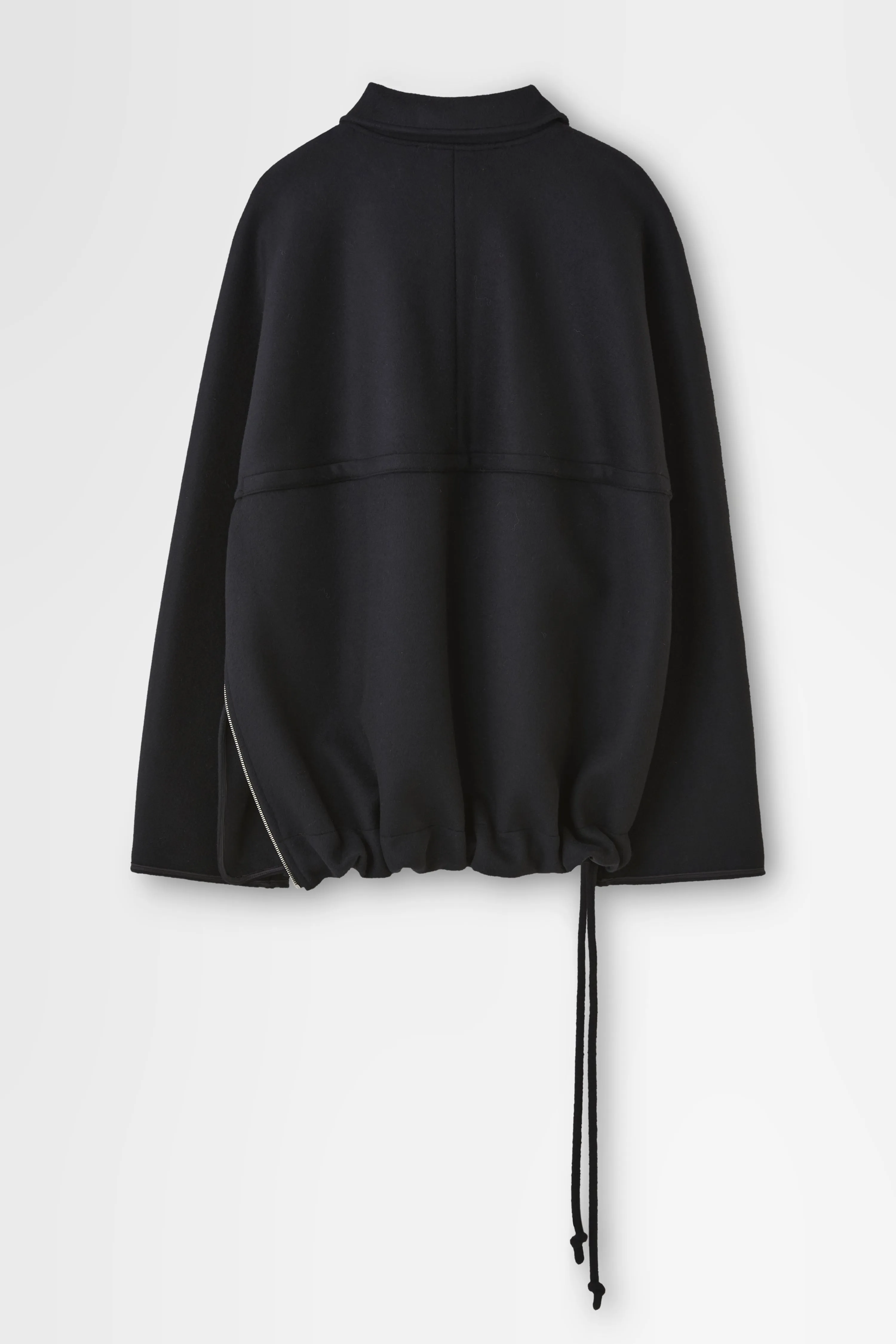 Double-face Beaver Wool Pullover in Black