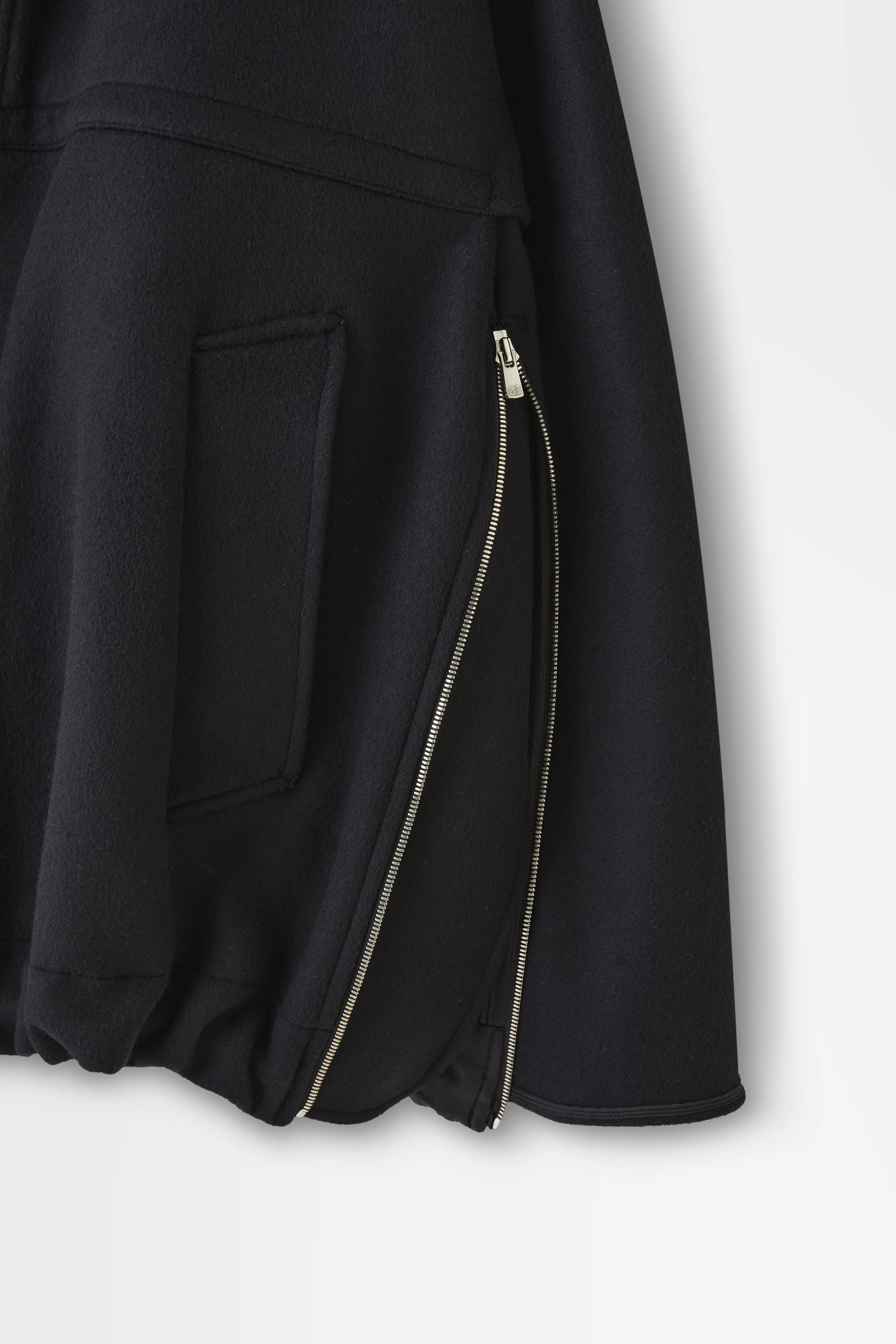 Double-face Beaver Wool Pullover in Black
