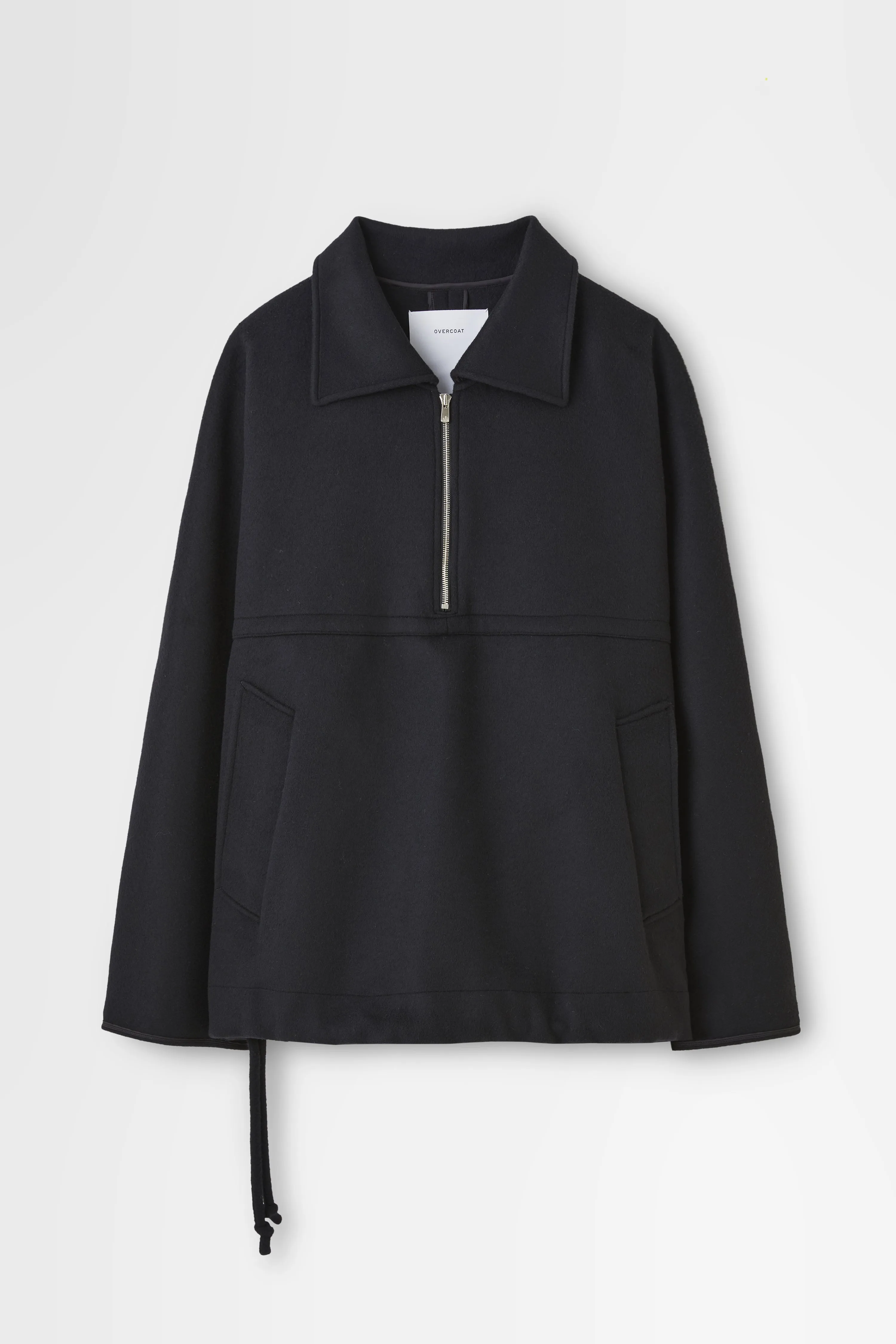 Double-face Beaver Wool Pullover in Black